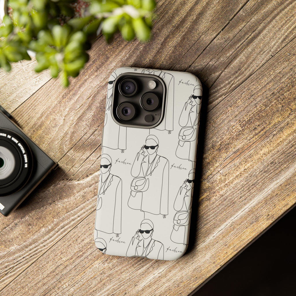 Fashion Sketch Phone Case — Minimalist Chic Designer Pattern