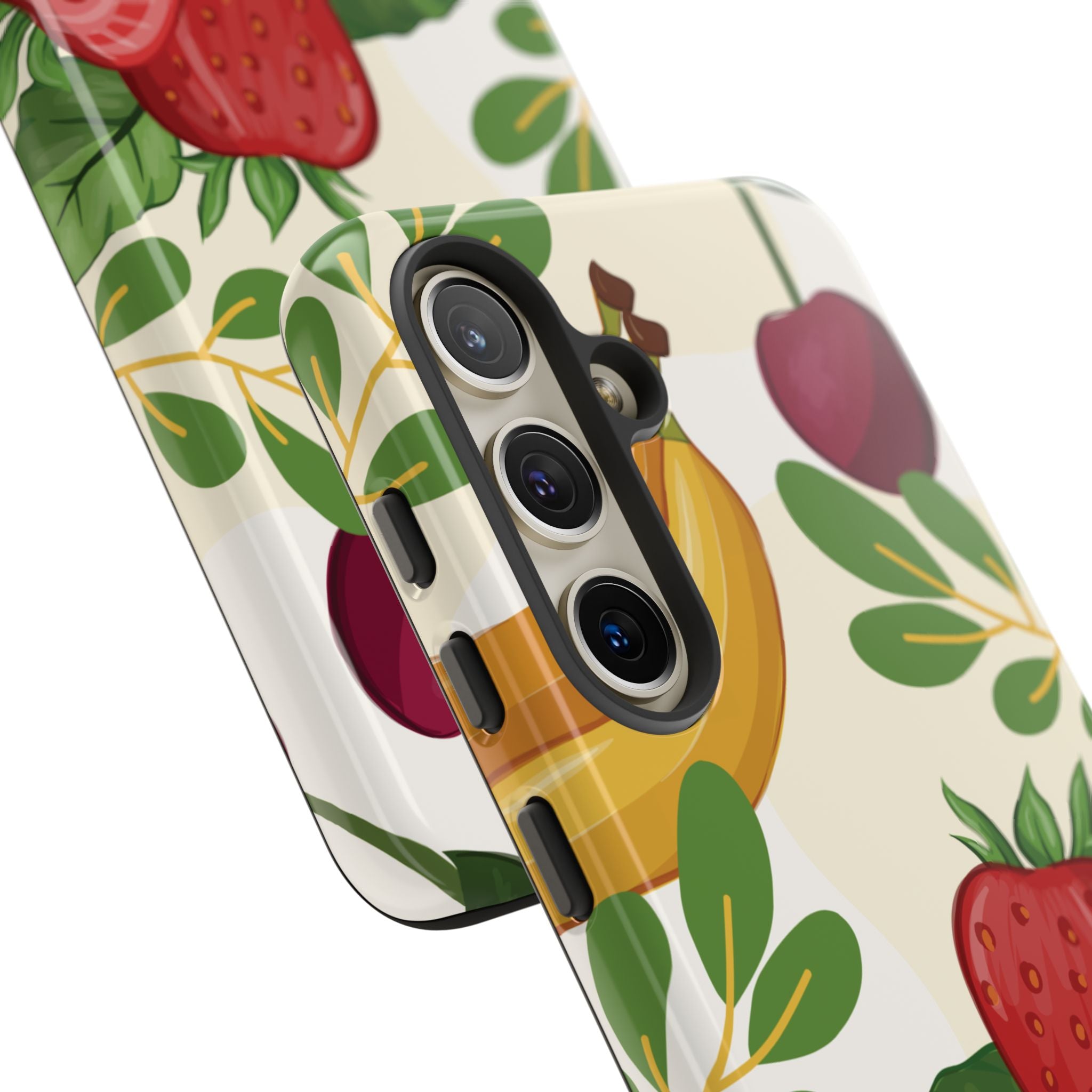 Fruit Pattern Tough Case — Floral Strawberry & Banana Phone Cover