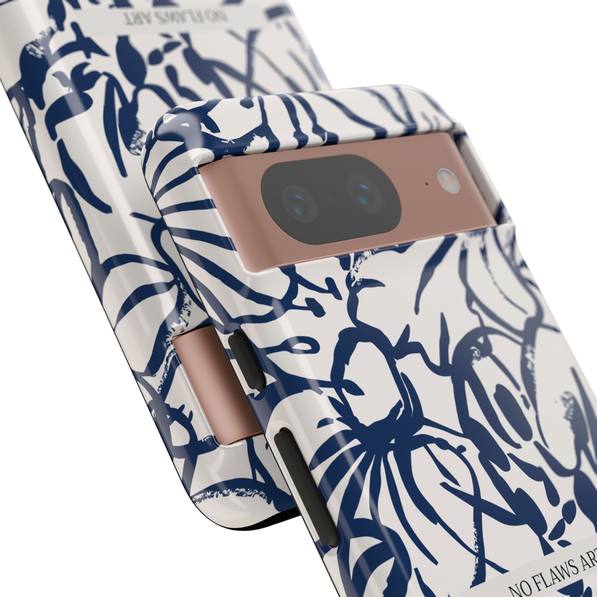 Navy Floral Tough Phone Case — "No Flaws Art" Protective Phone Cover