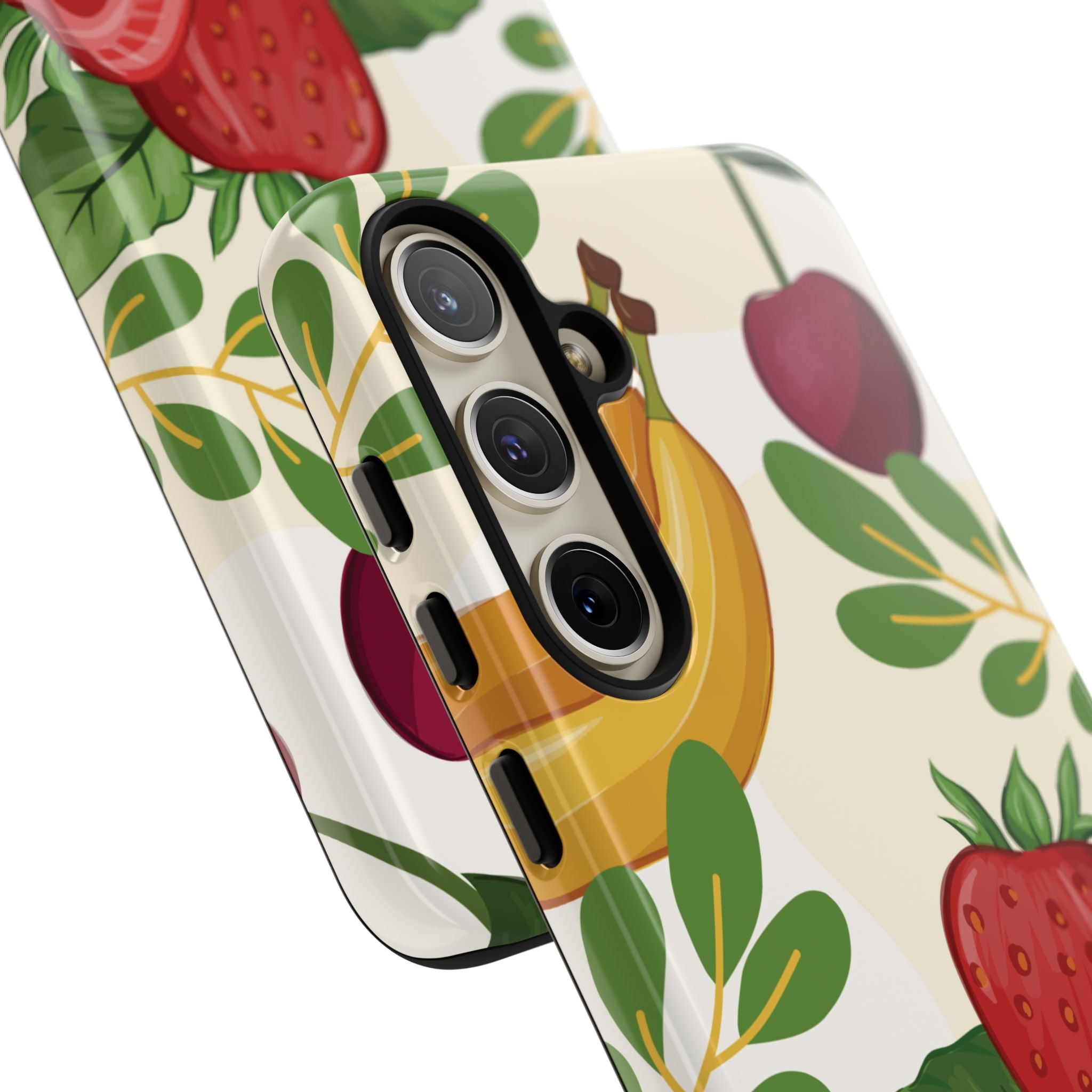 Fruit Pattern Tough Case — Floral Strawberry & Banana Phone Cover