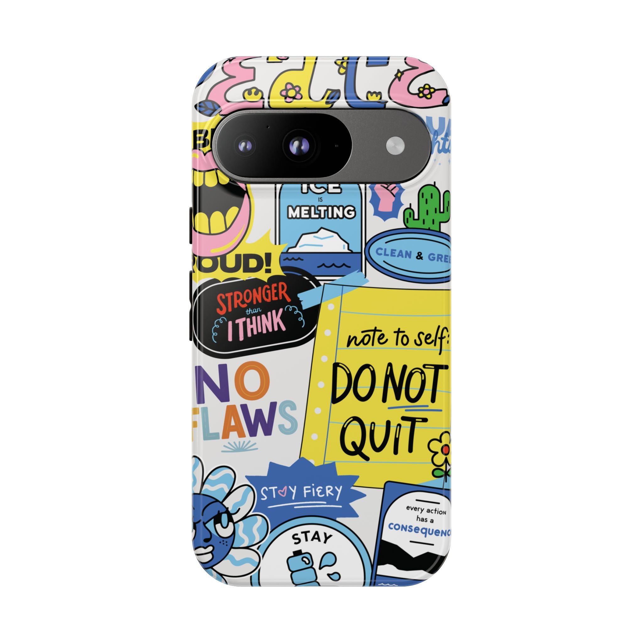 Sticker Collage Phone Case — Motivational "Do Not Quit" Protective Cover