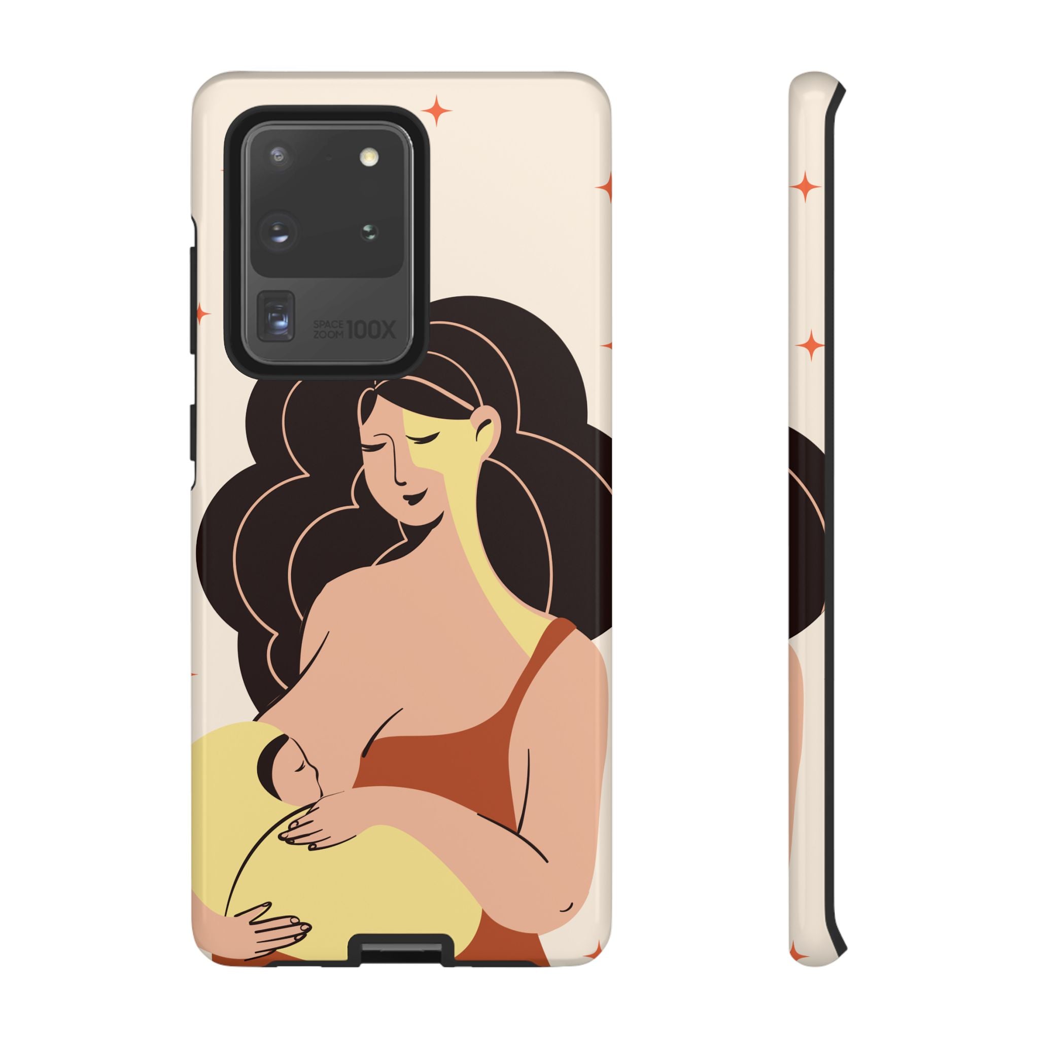 Mother Nursing Baby Illustration, Soft Pastel Mom & Child Protective Cover