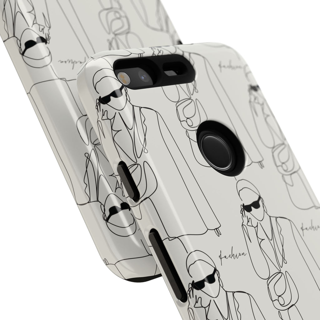 Fashion Sketch Phone Case — Minimalist Chic Designer Pattern