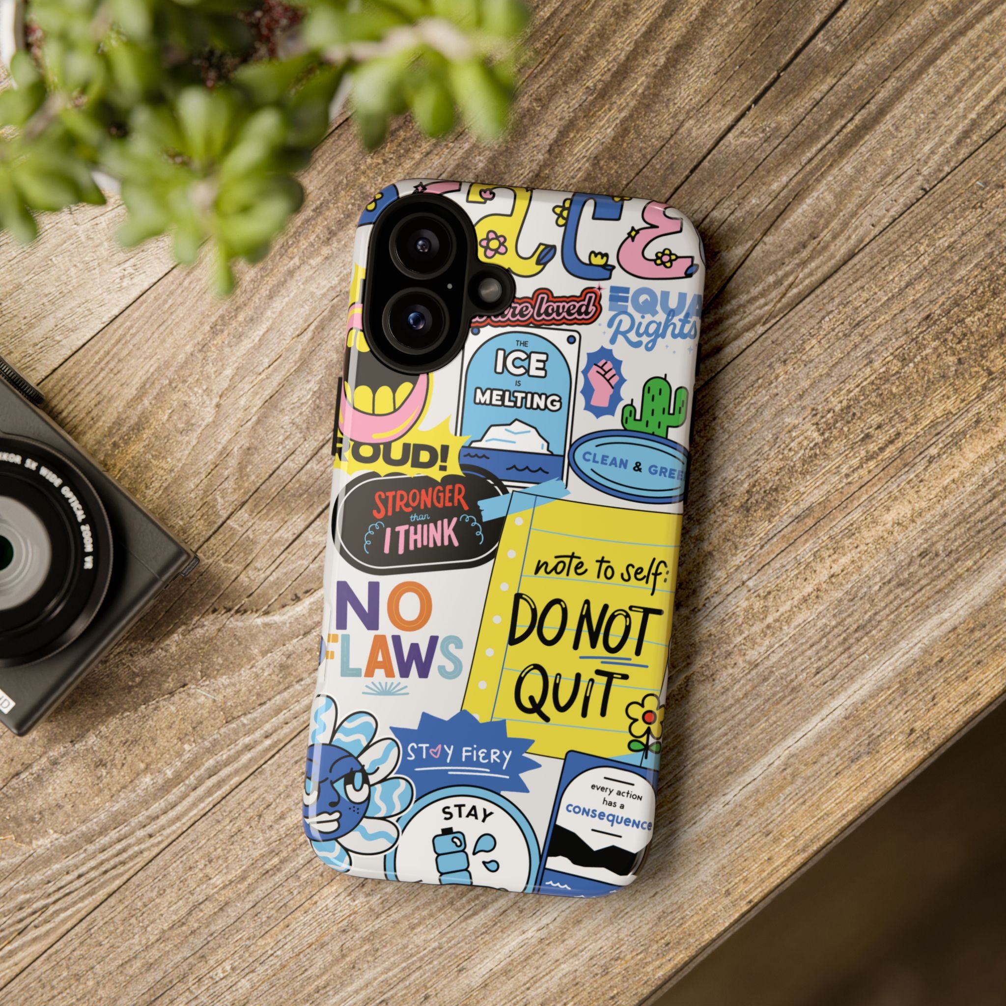 Sticker Collage Phone Case — Motivational "Do Not Quit" Protective Cover