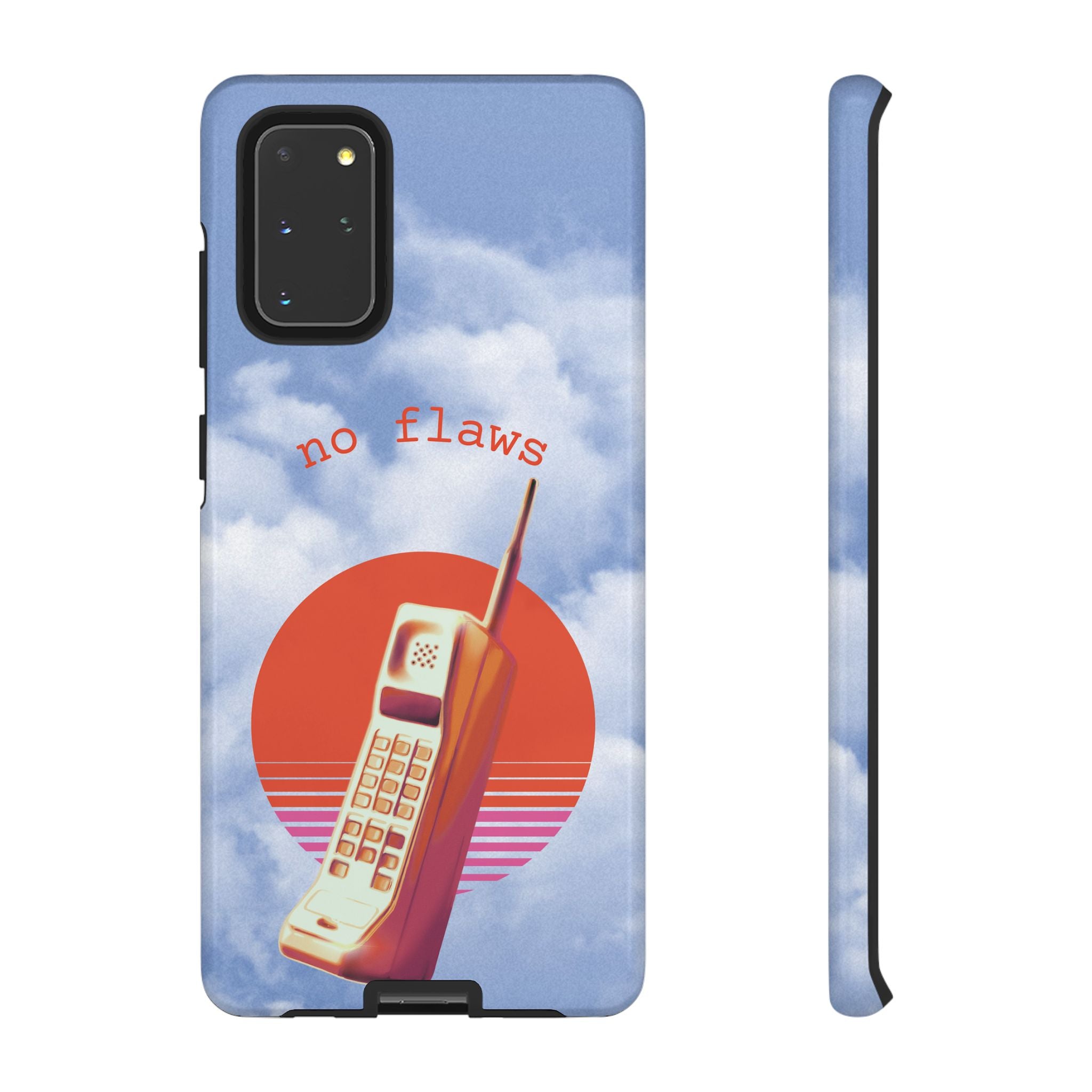 Retro “No Flaws” Phone Tough Case — Vintage 90s Aesthetic Protective Phone Case