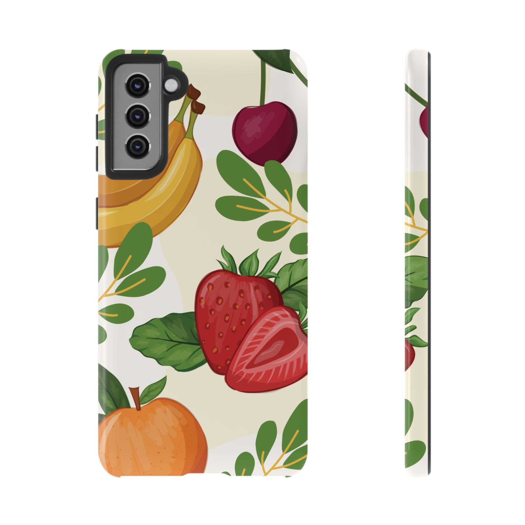 Fruit Pattern Tough Case — Floral Strawberry & Banana Phone Cover