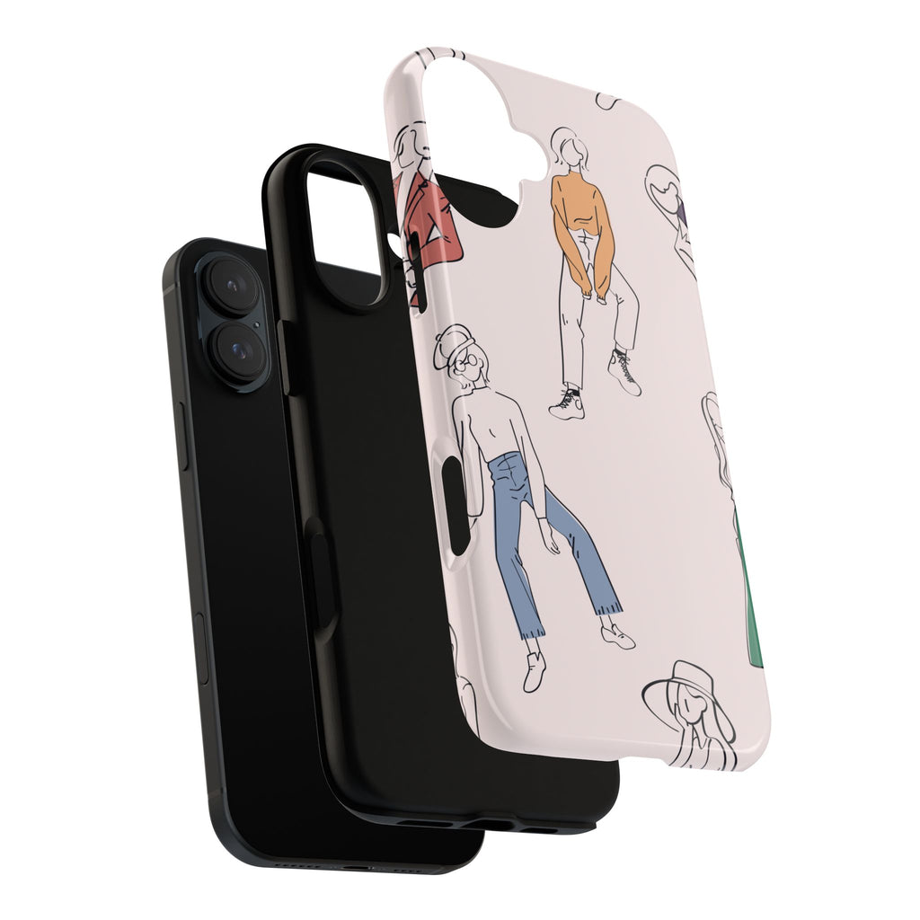 Dancing Women Pattern Phone Case — Chic Pastel Protective Phone Cover