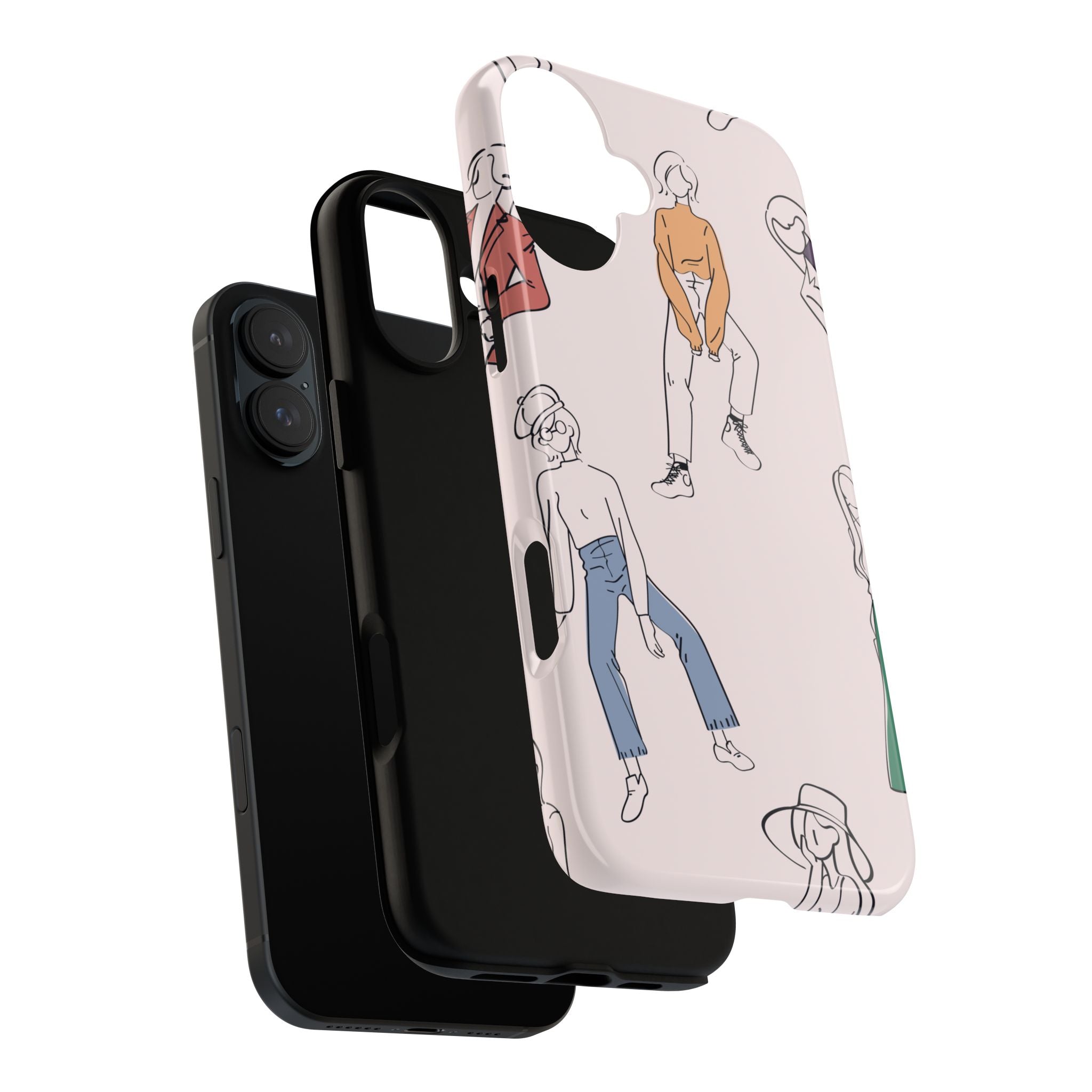 Dancing Women Pattern Phone Case — Chic Pastel Protective Phone Cover