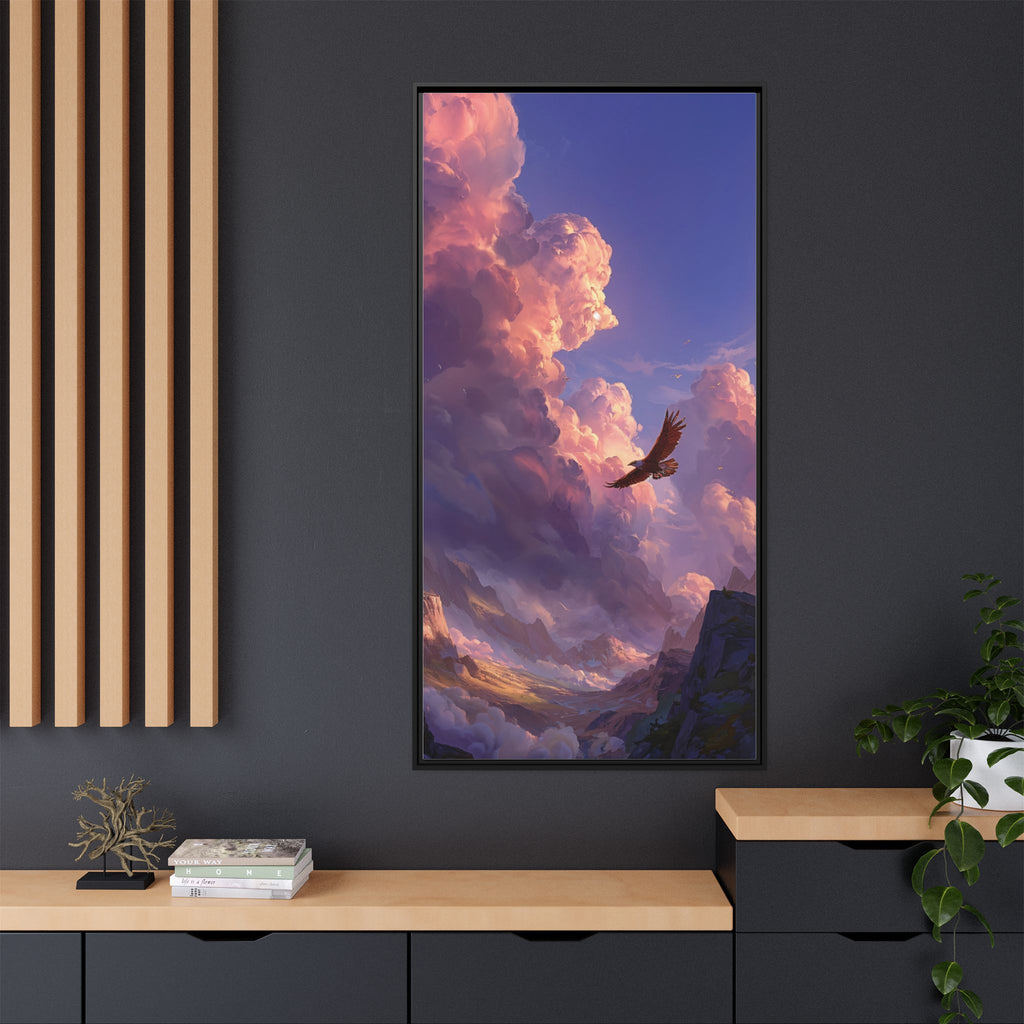 Soaring Eagle Sunset Matte Canvas Framed Wall Art