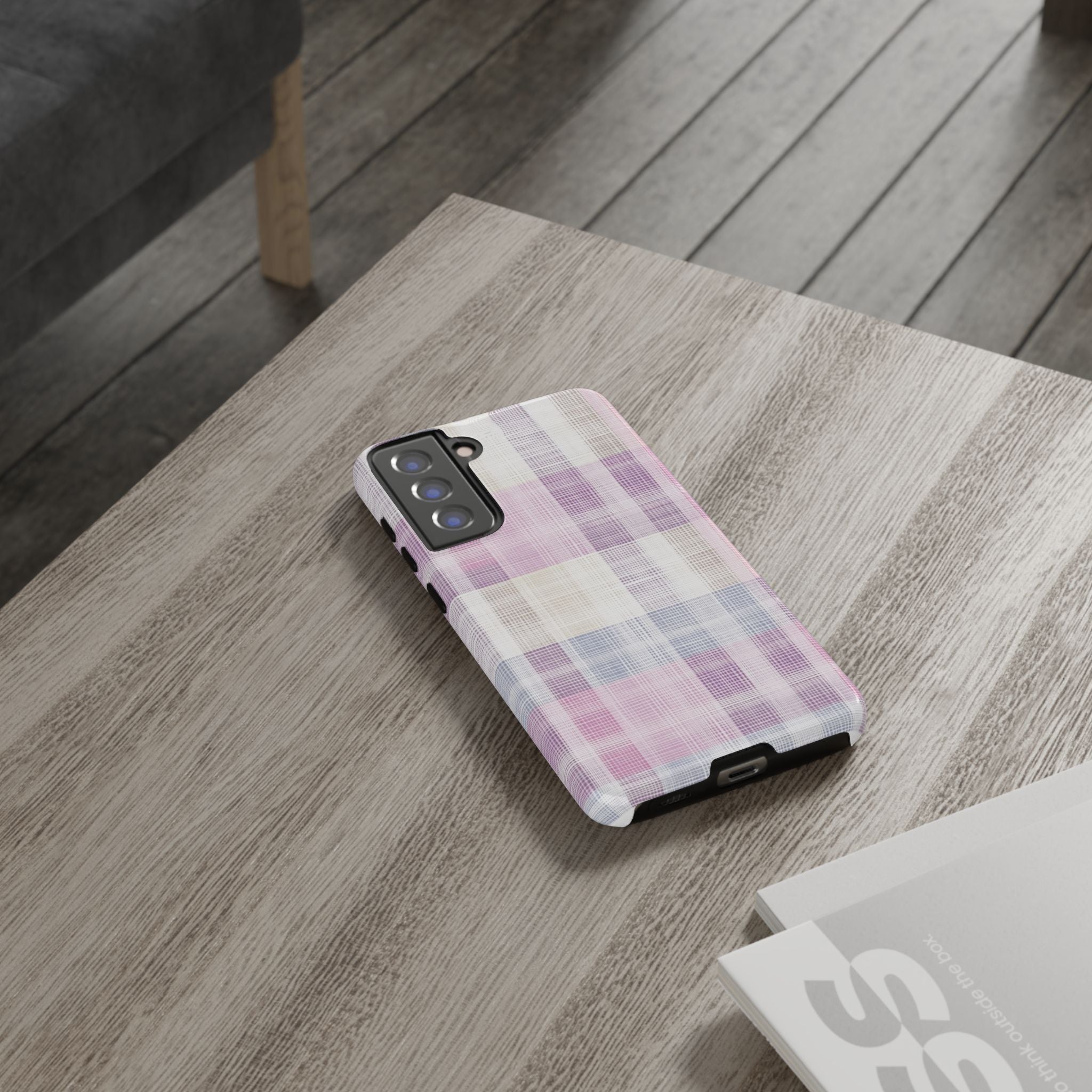 Pink Plaid Phone Case, Trendy Accessories, Birthday, Everyday Use, Tough Cases