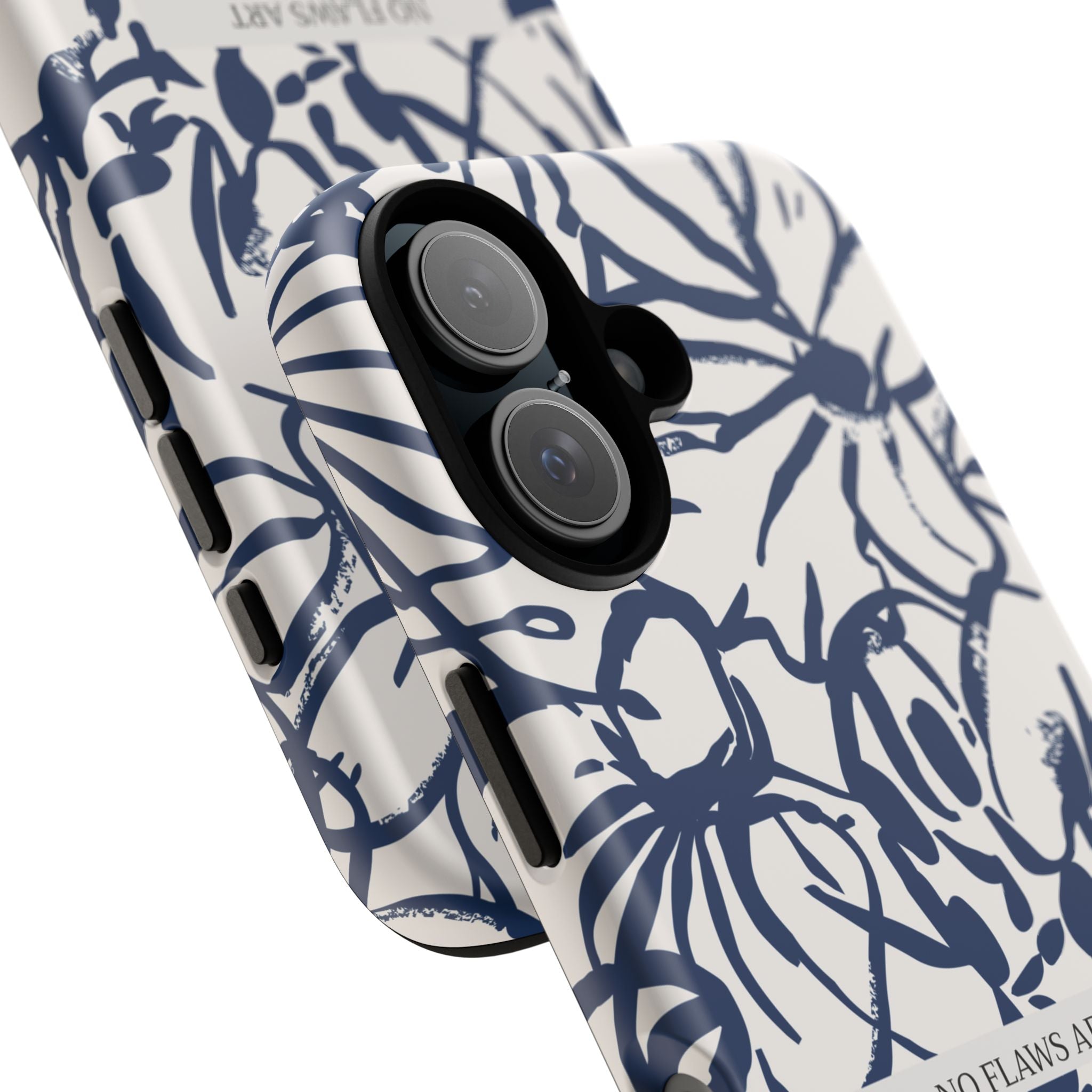 Navy Floral Tough Phone Case — "No Flaws Art" Protective Phone Cover
