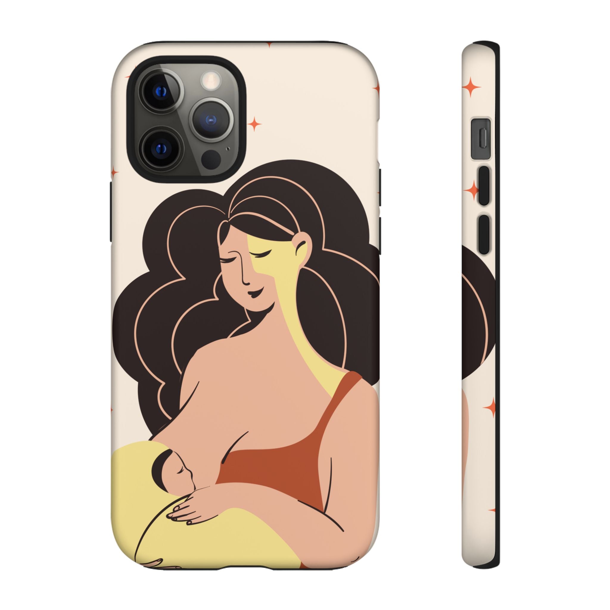 Mother Nursing Baby Illustration, Soft Pastel Mom & Child Protective Cover