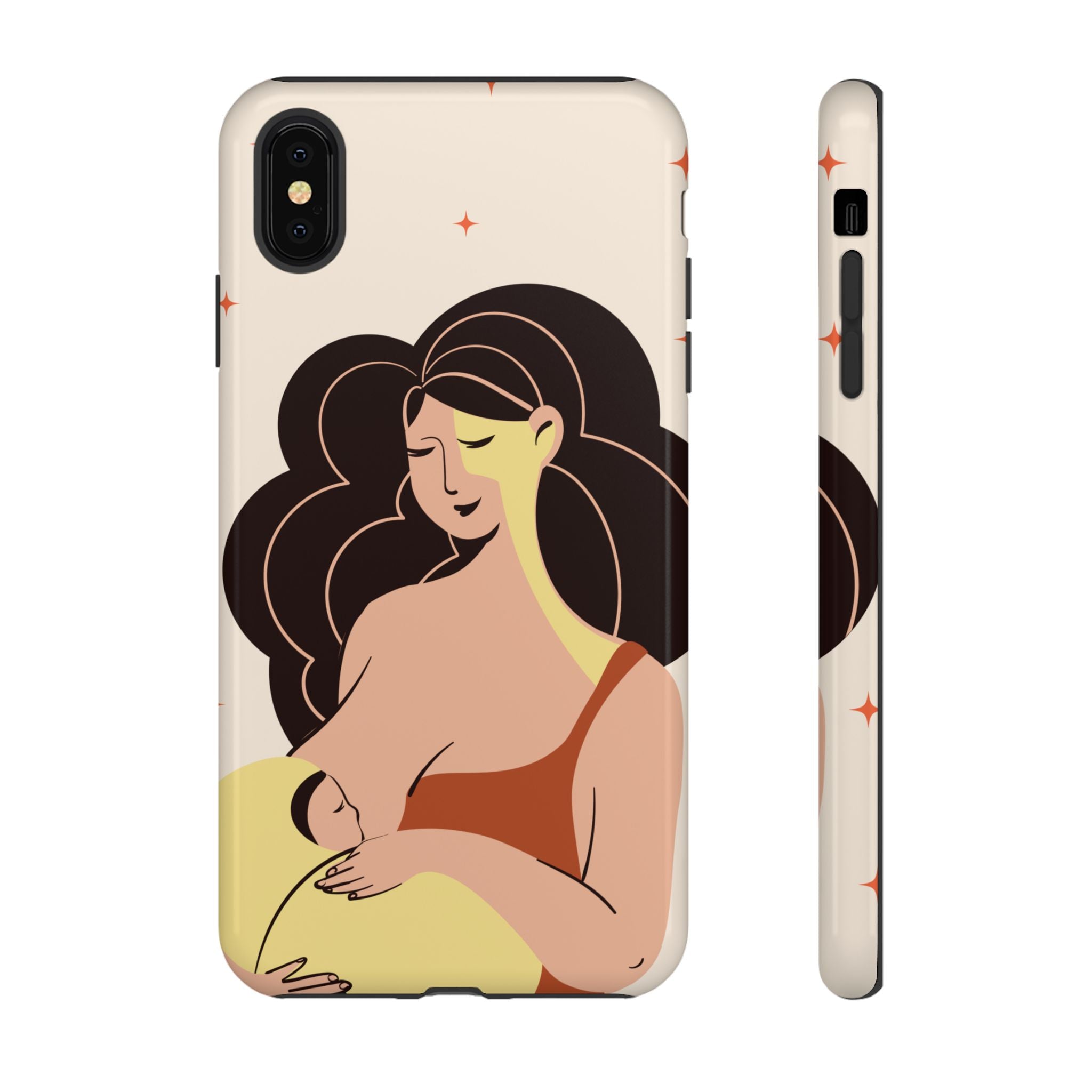 Mother Nursing Baby Illustration, Soft Pastel Mom & Child Protective Cover