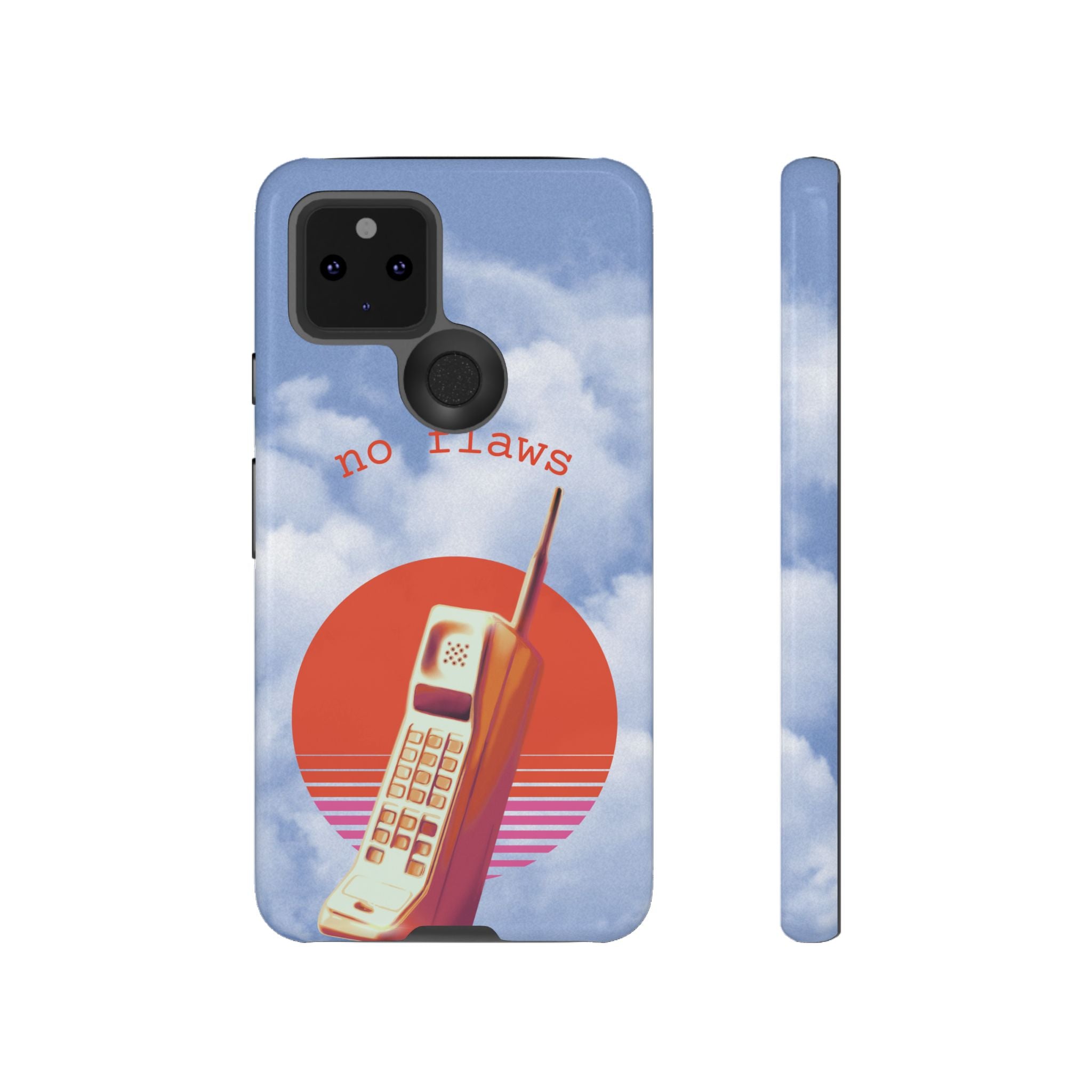 Retro “No Flaws” Phone Tough Case — Vintage 90s Aesthetic Protective Phone Case