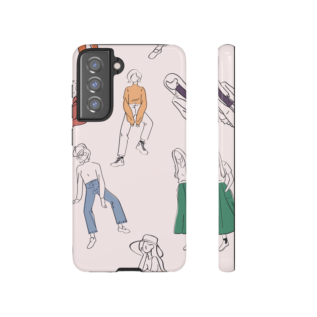 Dancing Women Pattern Phone Case — Chic Pastel Protective Phone Cover
