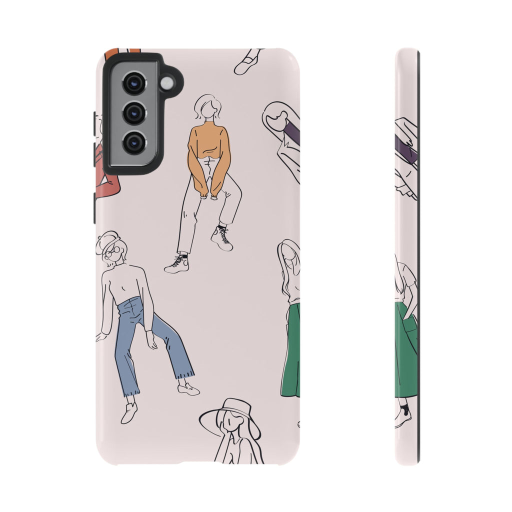 Dancing Women Pattern Phone Case — Chic Pastel Protective Phone Cover