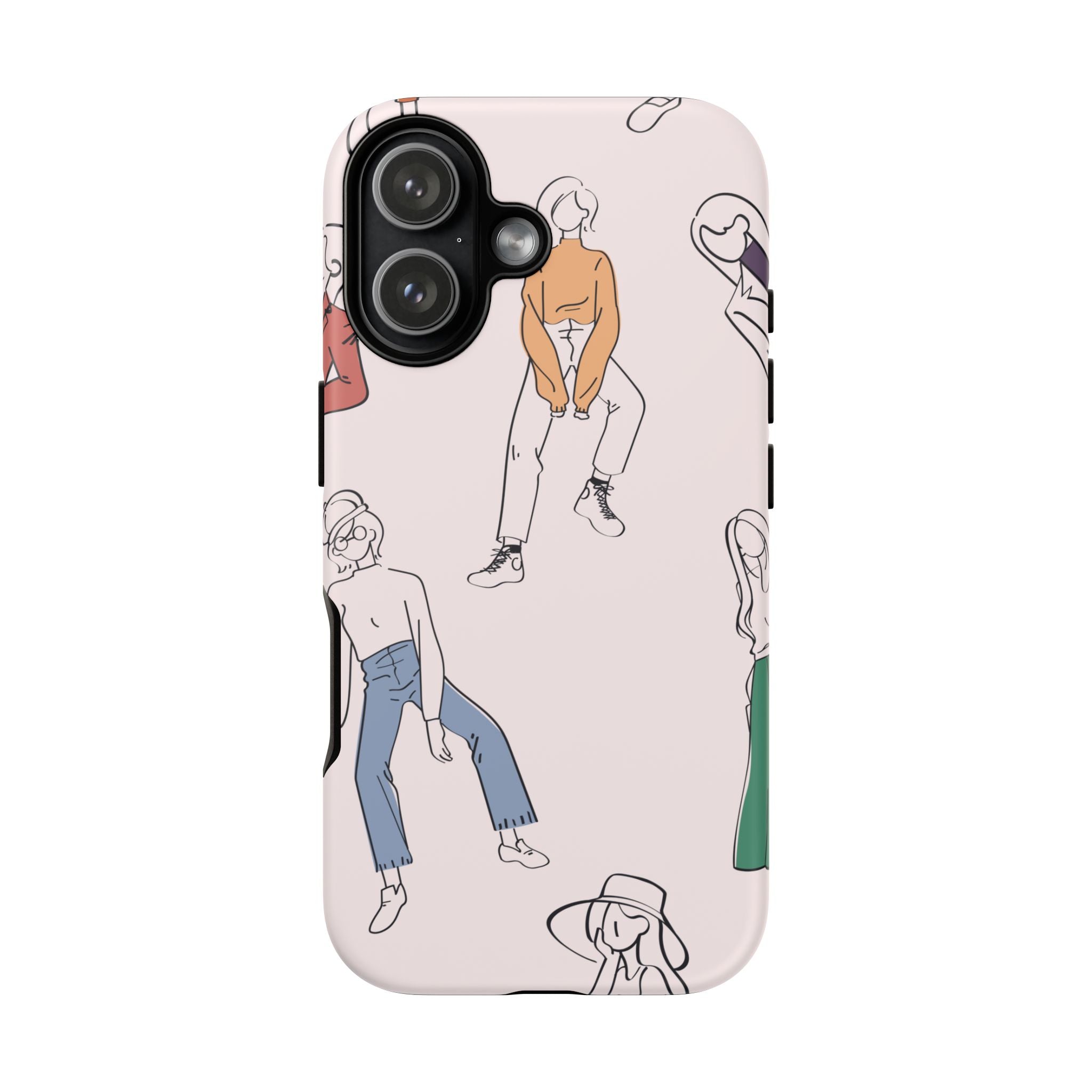 Dancing Women Pattern Phone Case — Chic Pastel Protective Phone Cover