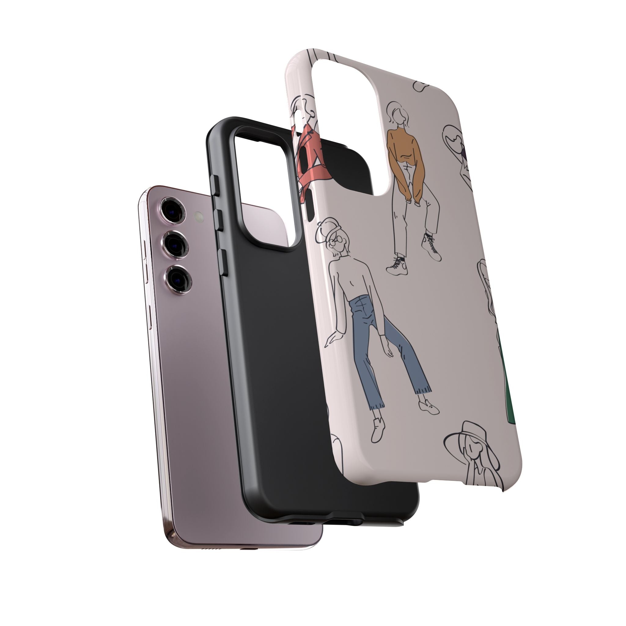 Dancing Women Pattern Phone Case — Chic Pastel Protective Phone Cover