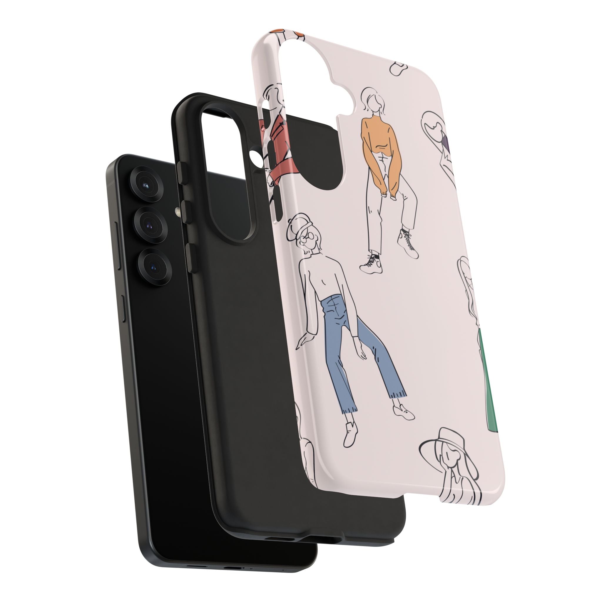 Dancing Women Pattern Phone Case — Chic Pastel Protective Phone Cover