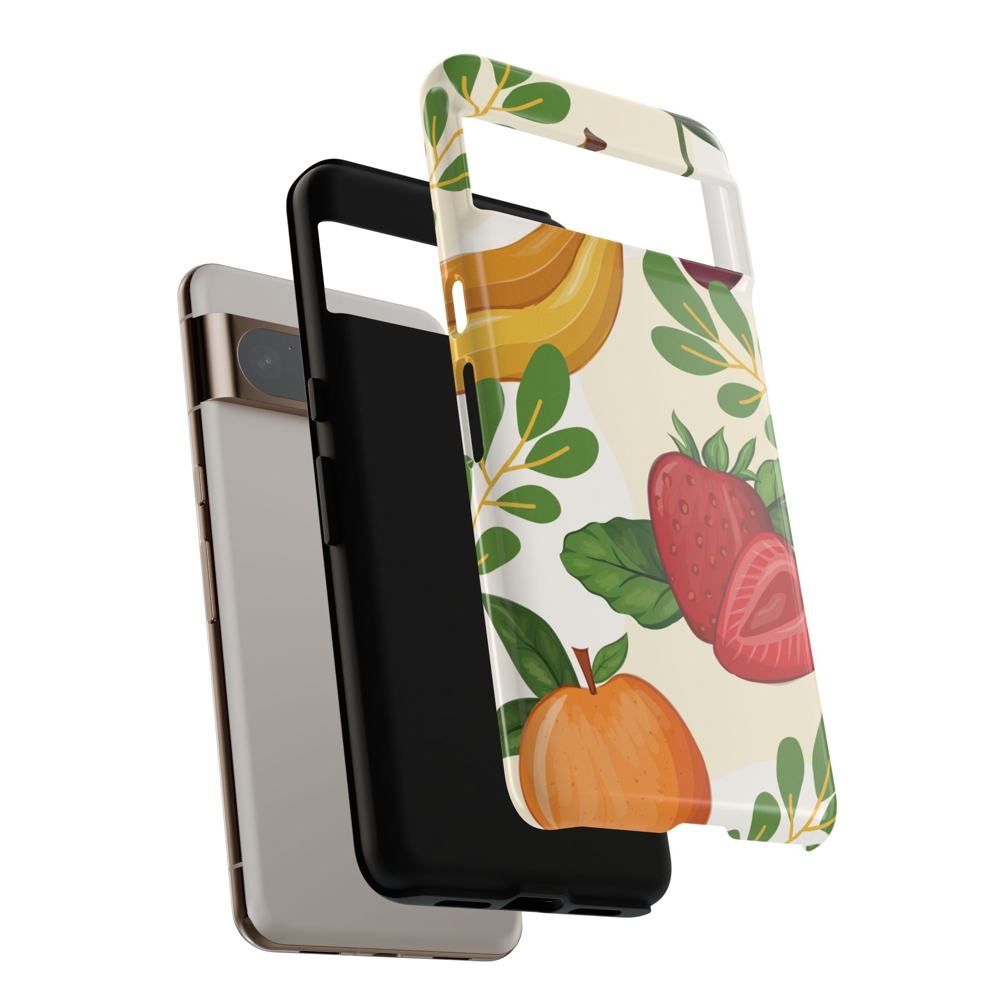 Fruit Pattern Tough Case — Floral Strawberry & Banana Phone Cover