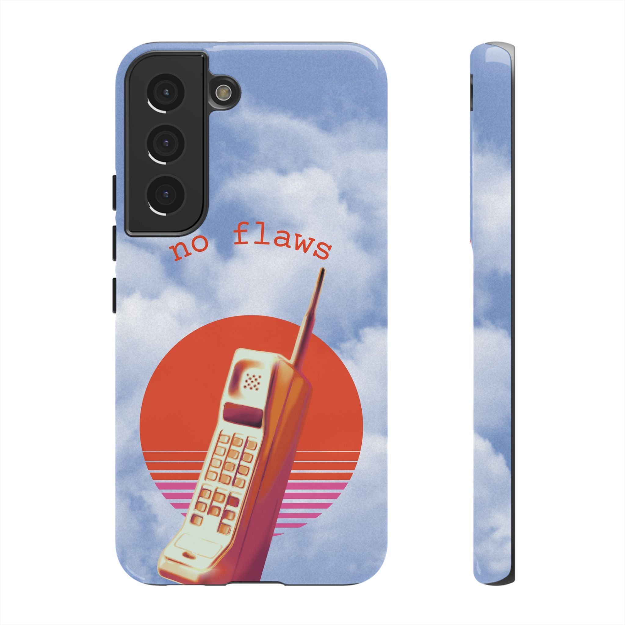 Retro “No Flaws” Phone Tough Case — Vintage 90s Aesthetic Protective Phone Case