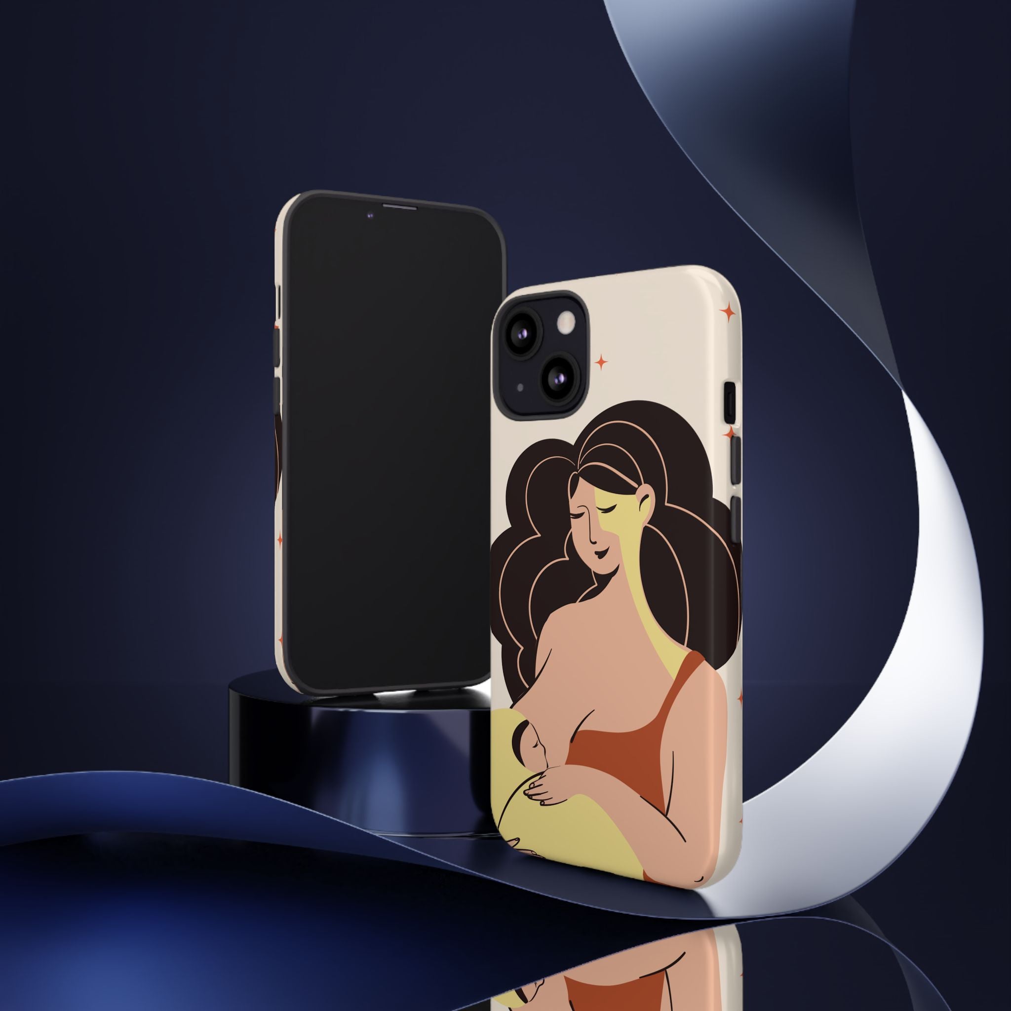Mother Nursing Baby Illustration, Soft Pastel Mom & Child Protective Cover