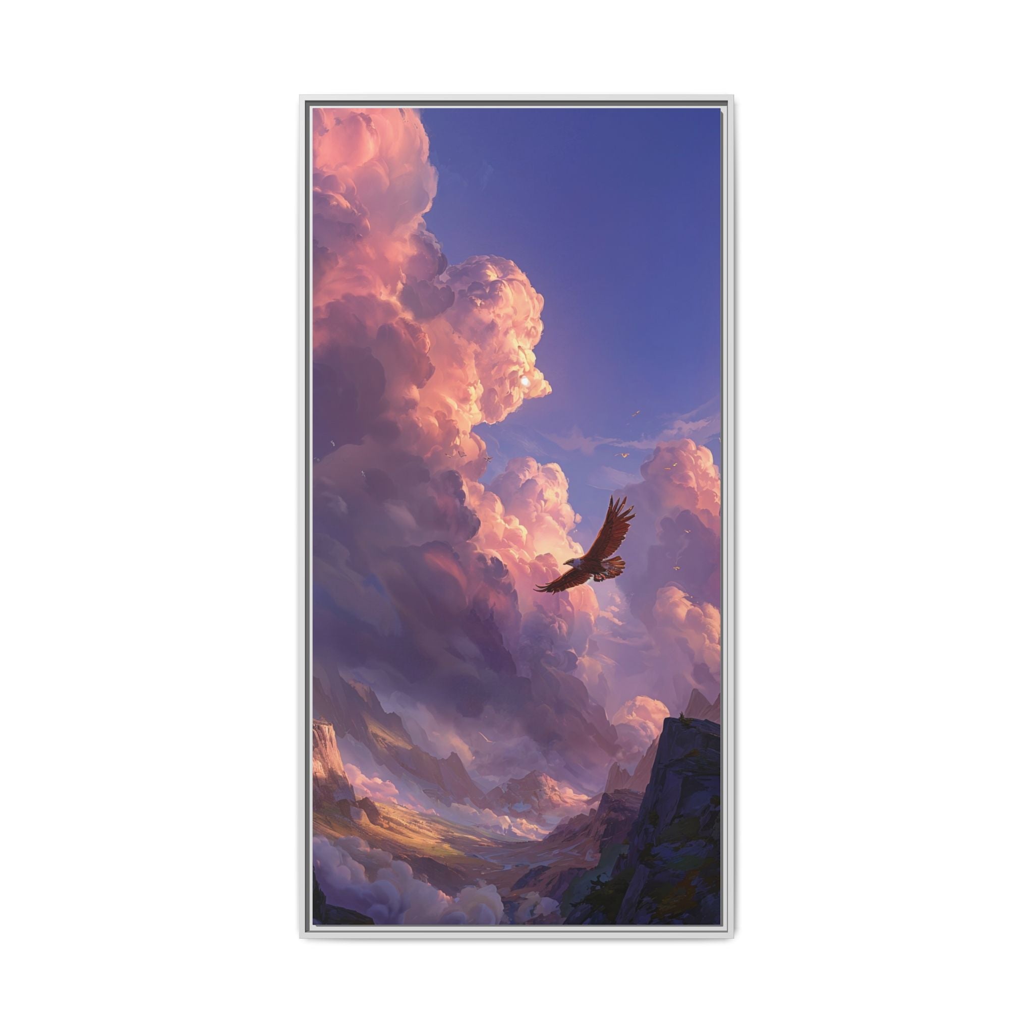 Soaring Eagle Sunset Matte Canvas Framed Wall Art
