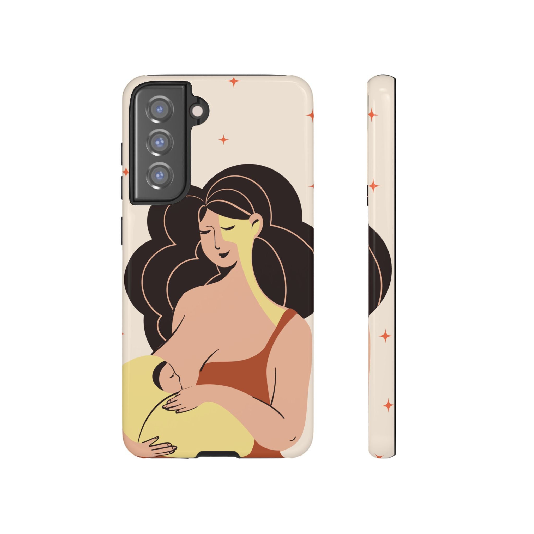 Mother Nursing Baby Illustration, Soft Pastel Mom & Child Protective Cover