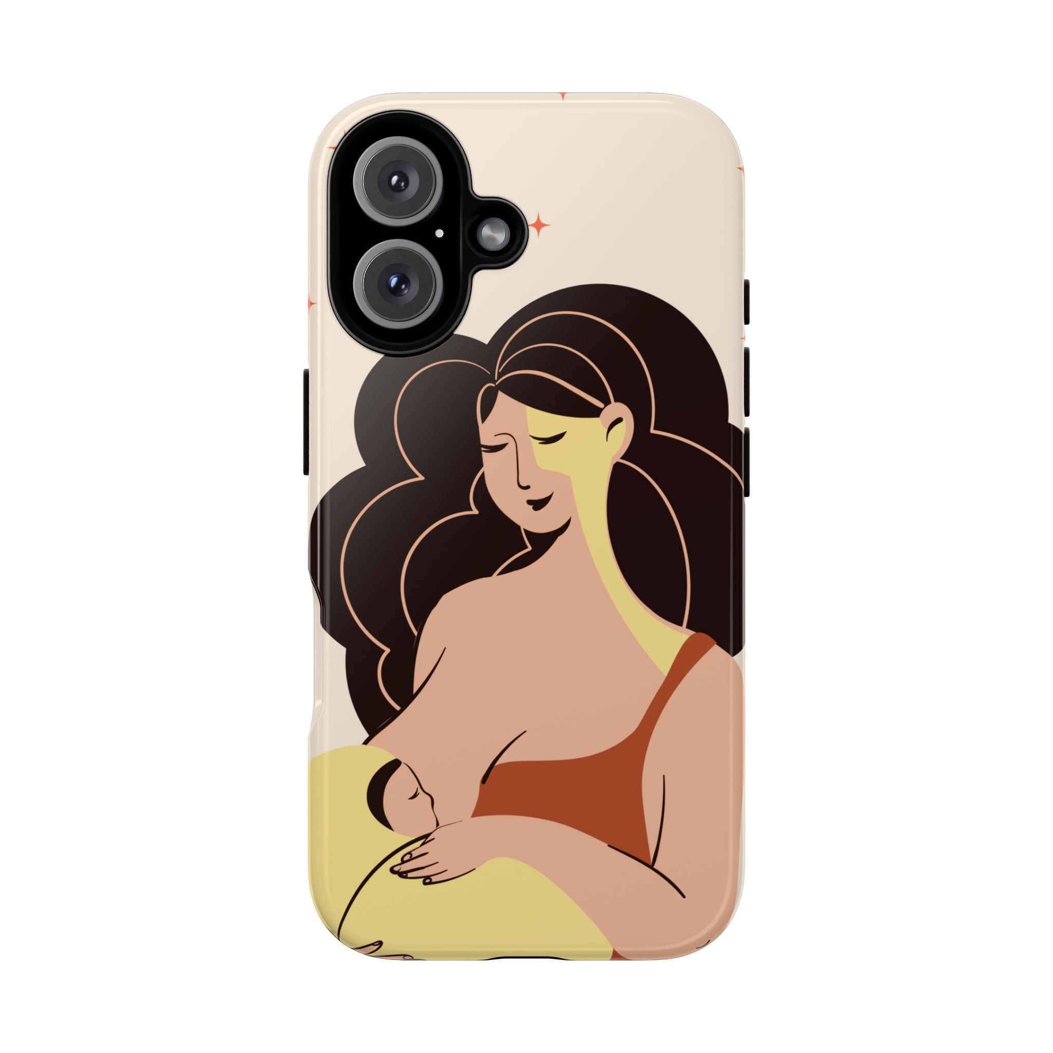 Mother Nursing Baby Illustration, Soft Pastel Mom & Child Protective Cover