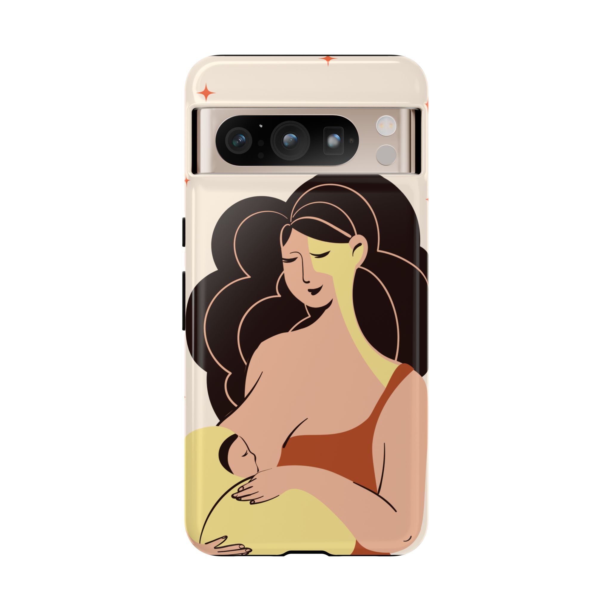 Mother Nursing Baby Illustration, Soft Pastel Mom & Child Protective Cover