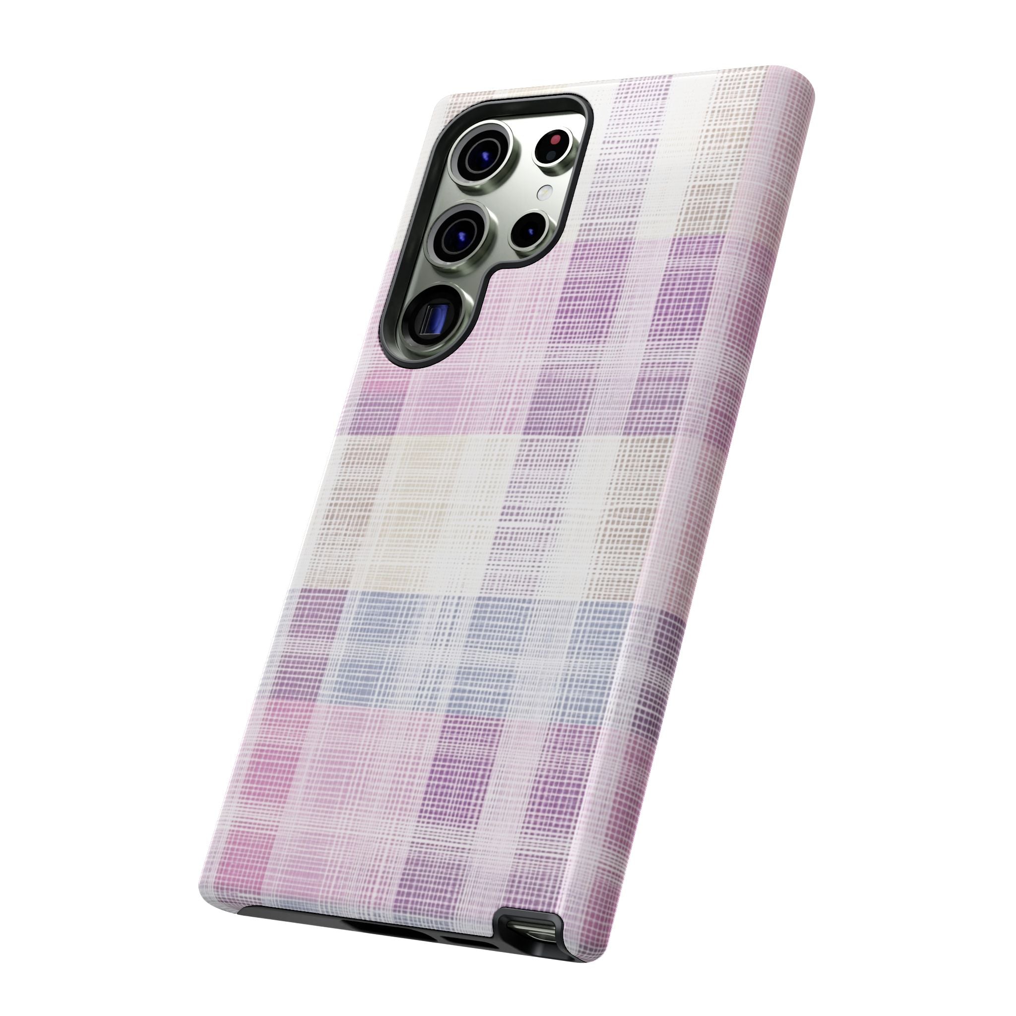 Pink Plaid Phone Case, Trendy Accessories, Birthday, Everyday Use, Tough Cases