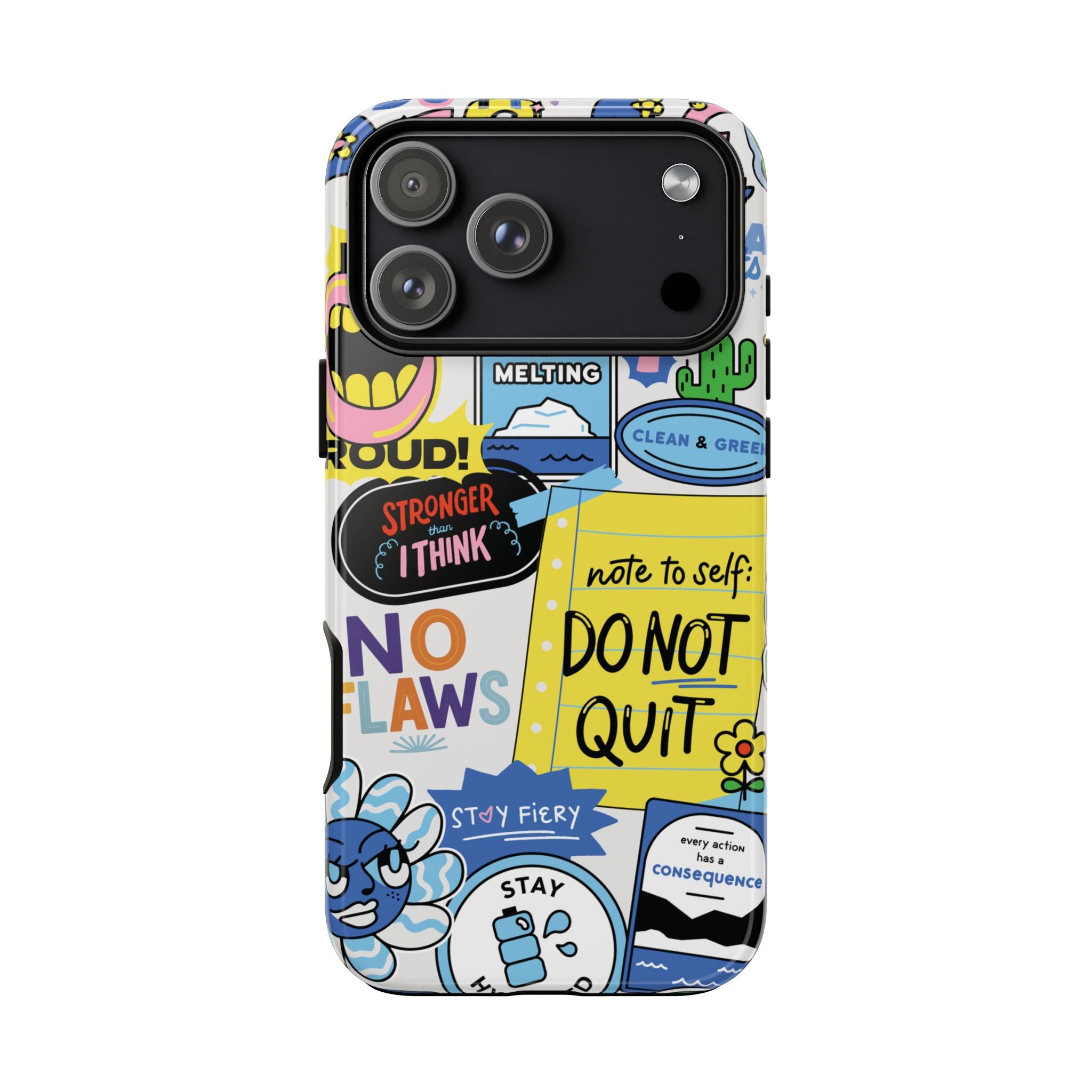 Sticker Collage Phone Case — Motivational "Do Not Quit" Protective Cover