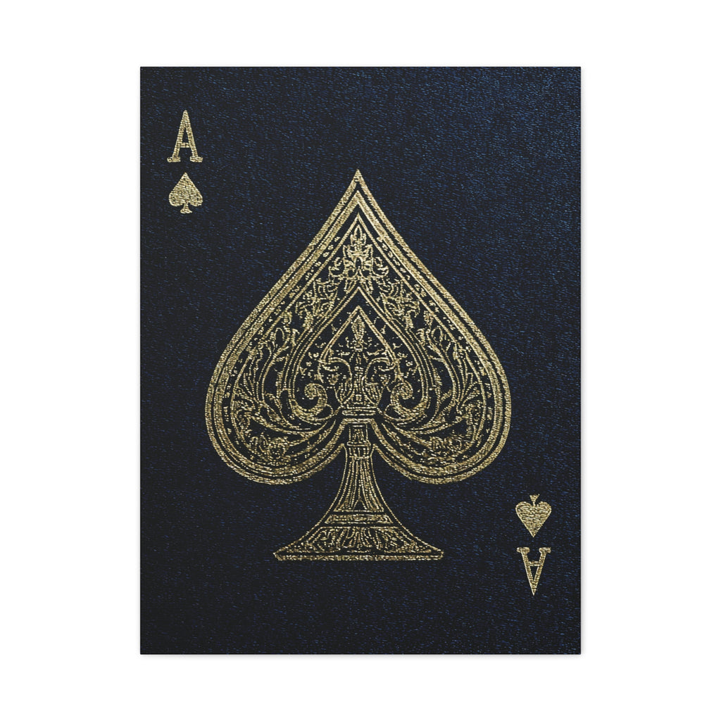 Ace of Spades Gold Foil Canvas Art – Playing Card Wall Decor