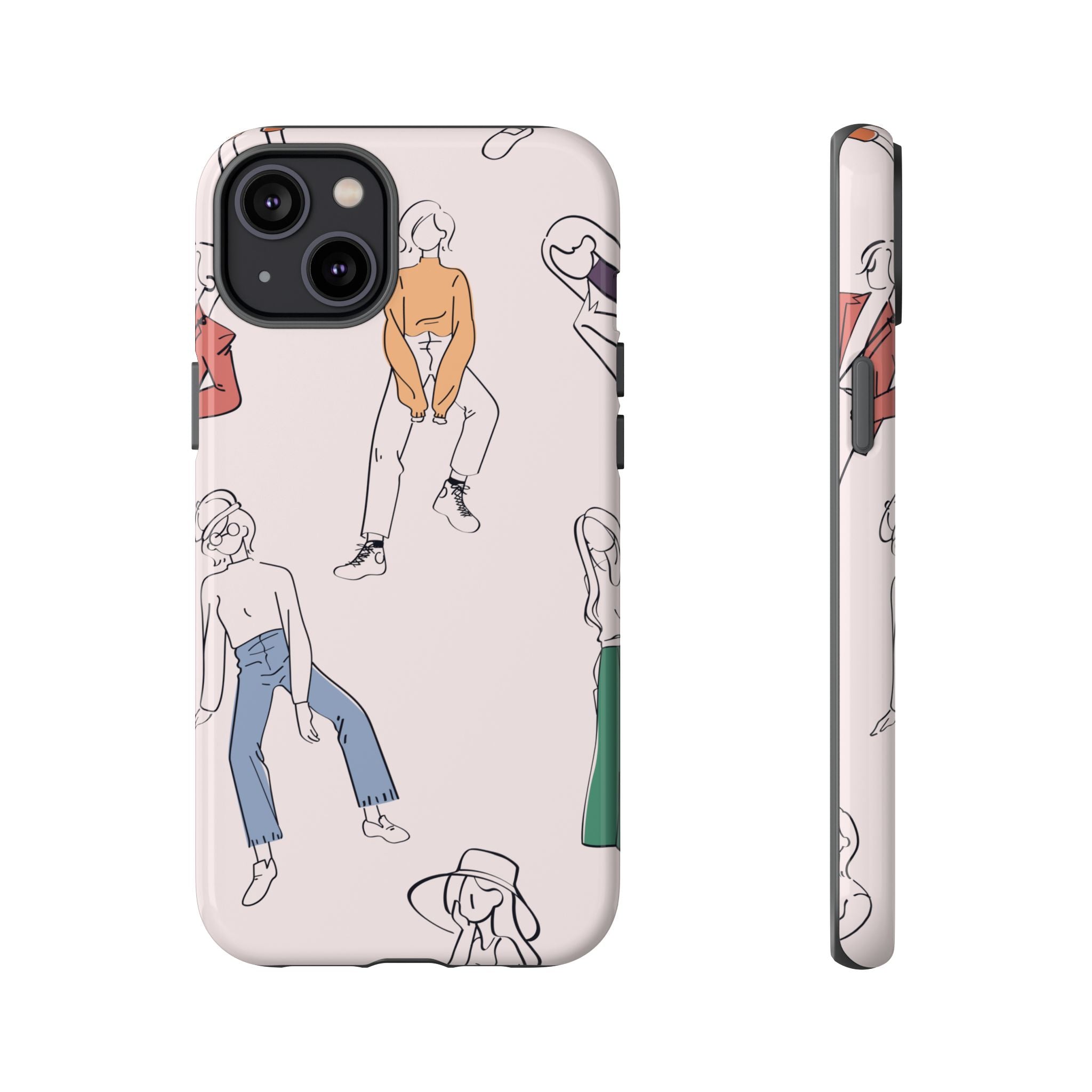 Dancing Women Pattern Phone Case — Chic Pastel Protective Phone Cover