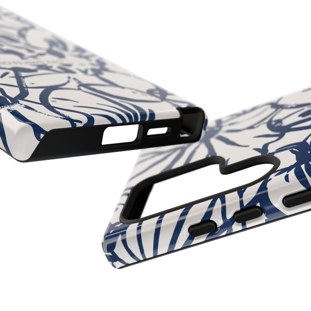 Navy Floral Tough Phone Case — "No Flaws Art" Protective Phone Cover