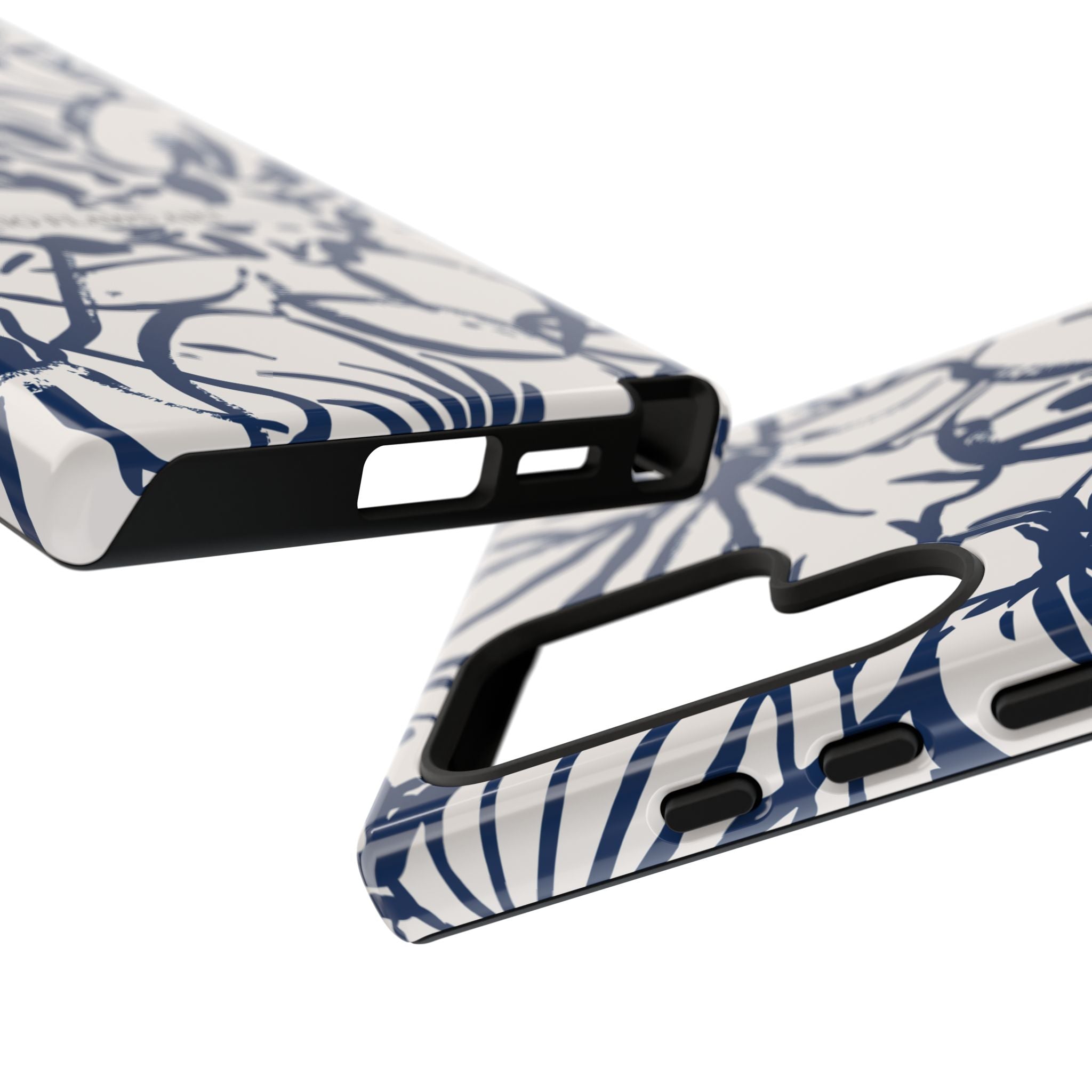 Navy Floral Tough Phone Case — "No Flaws Art" Protective Phone Cover