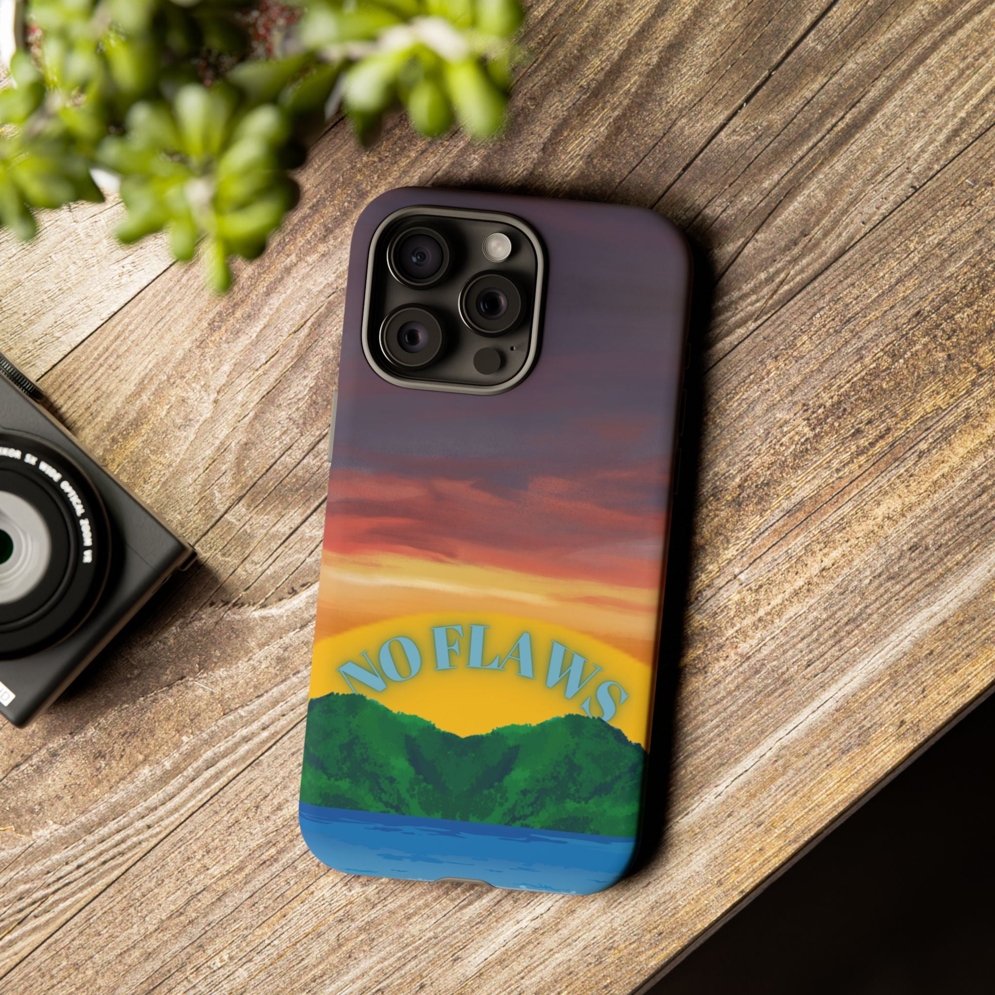 Sunset 'No Flaws' Tough Phone Case — Tropical Beach Protective Cover