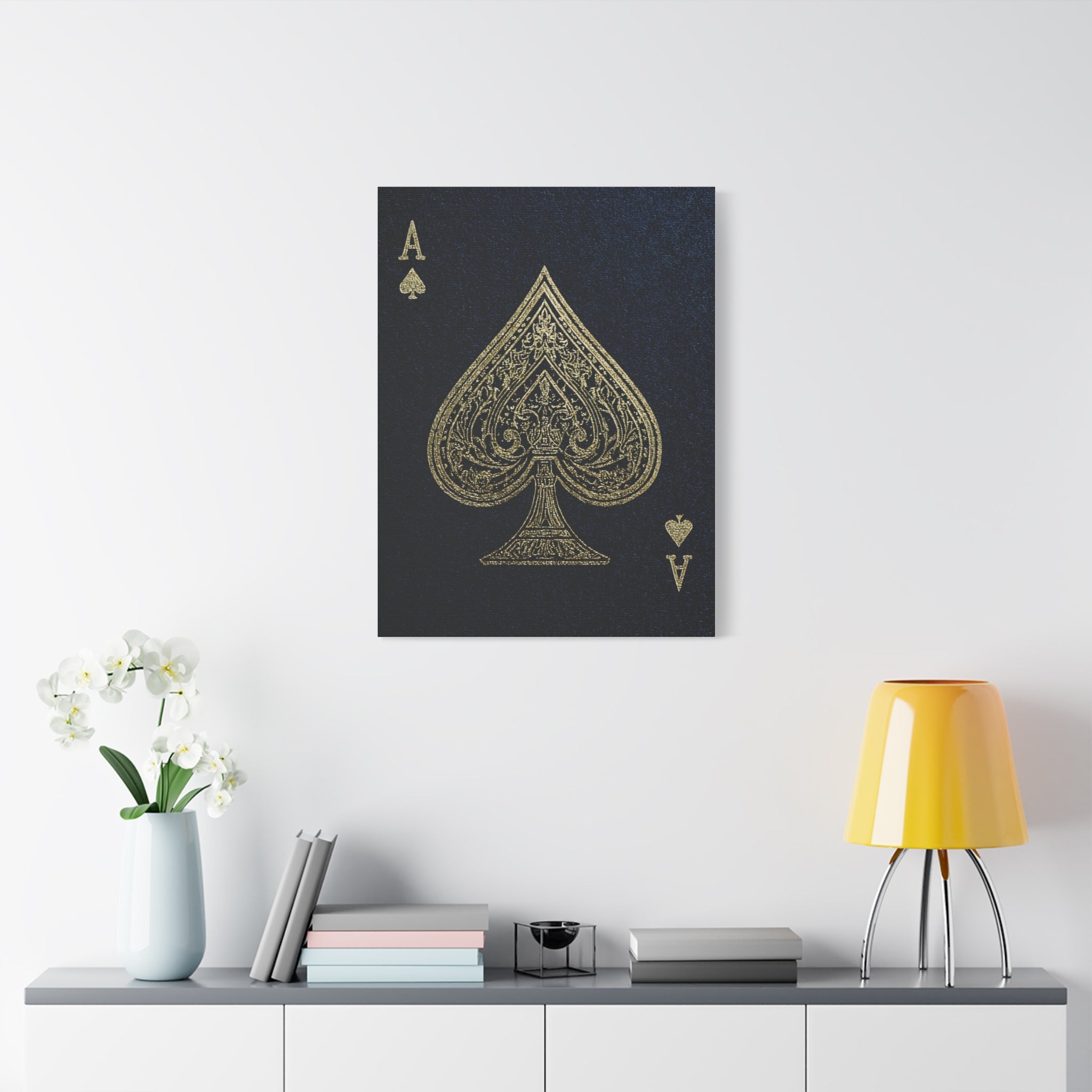 Ace of Spades Gold Foil Canvas Art – Playing Card Wall Decor
