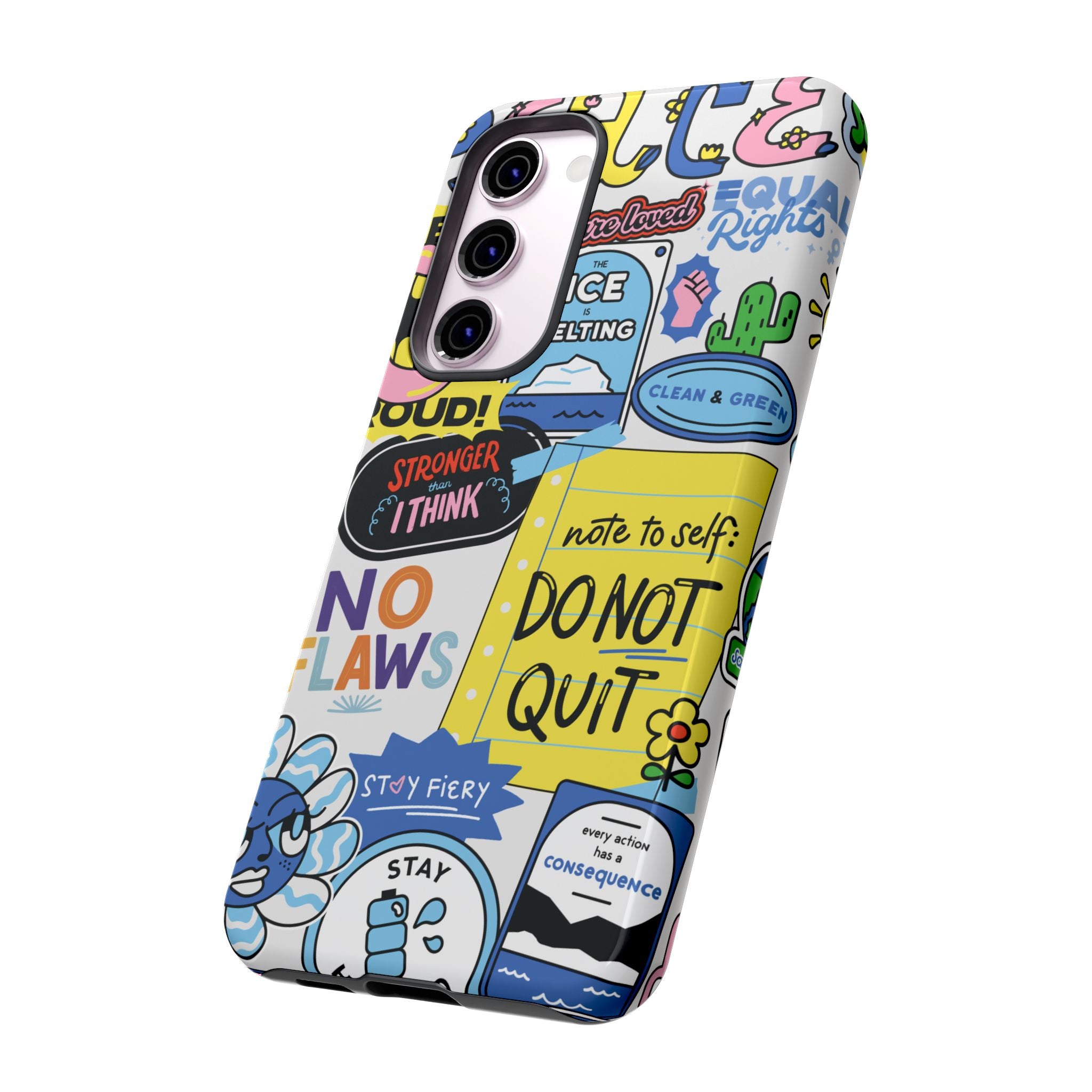 Sticker Collage Phone Case — Motivational "Do Not Quit" Protective Cover