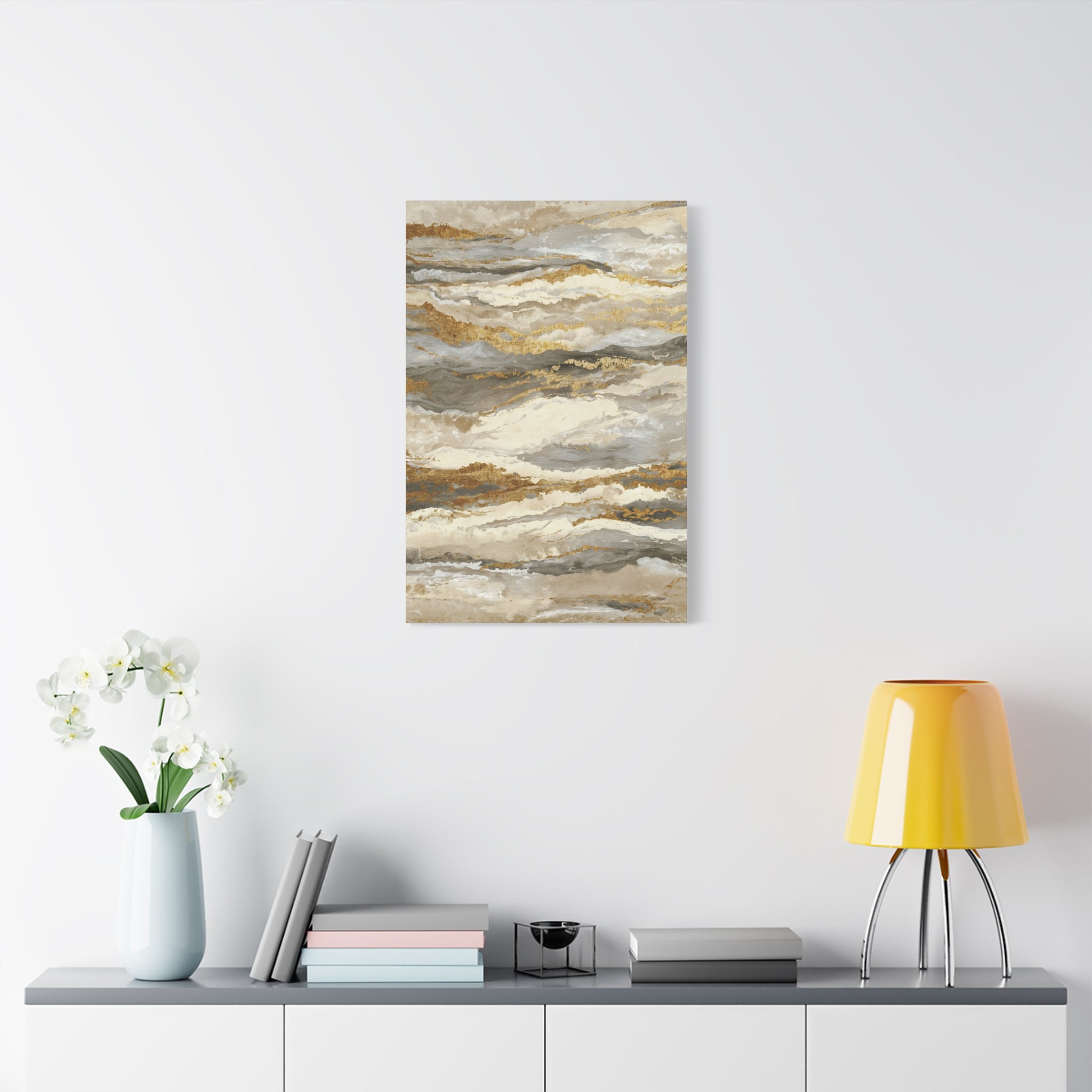 Abstract Gold Marble Canvas Print — Neutral Earth-Tone Wall Art