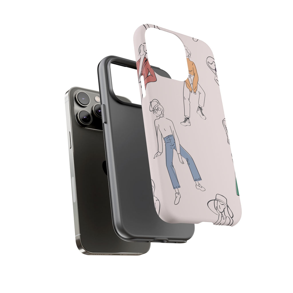 Dancing Women Pattern Phone Case — Chic Pastel Protective Phone Cover