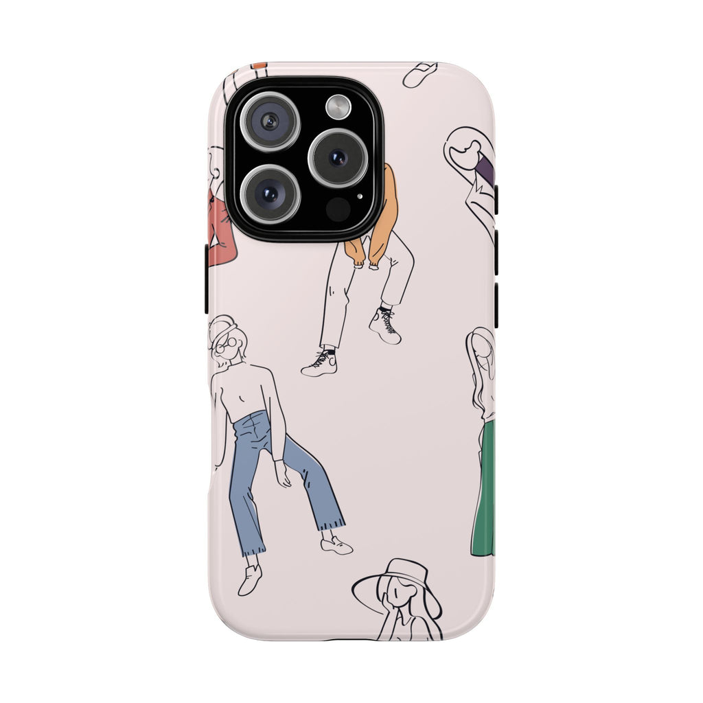 Dancing Women Pattern Phone Case — Chic Pastel Protective Phone Cover