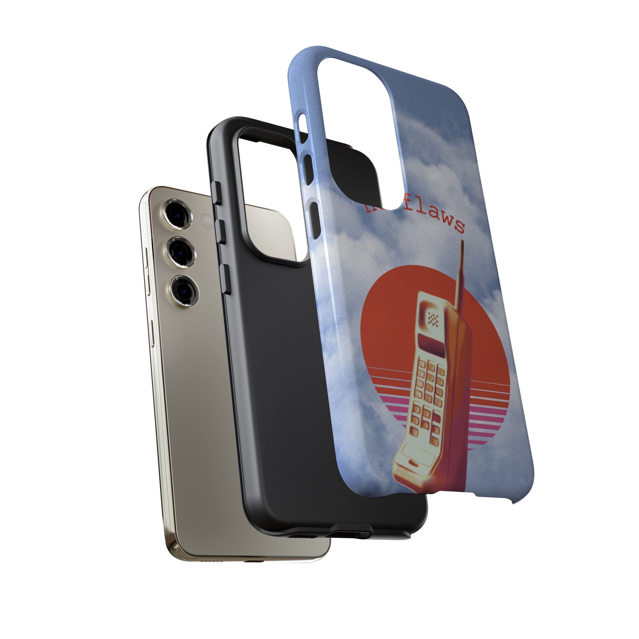 Retro “No Flaws” Phone Tough Case — Vintage 90s Aesthetic Protective Phone Case