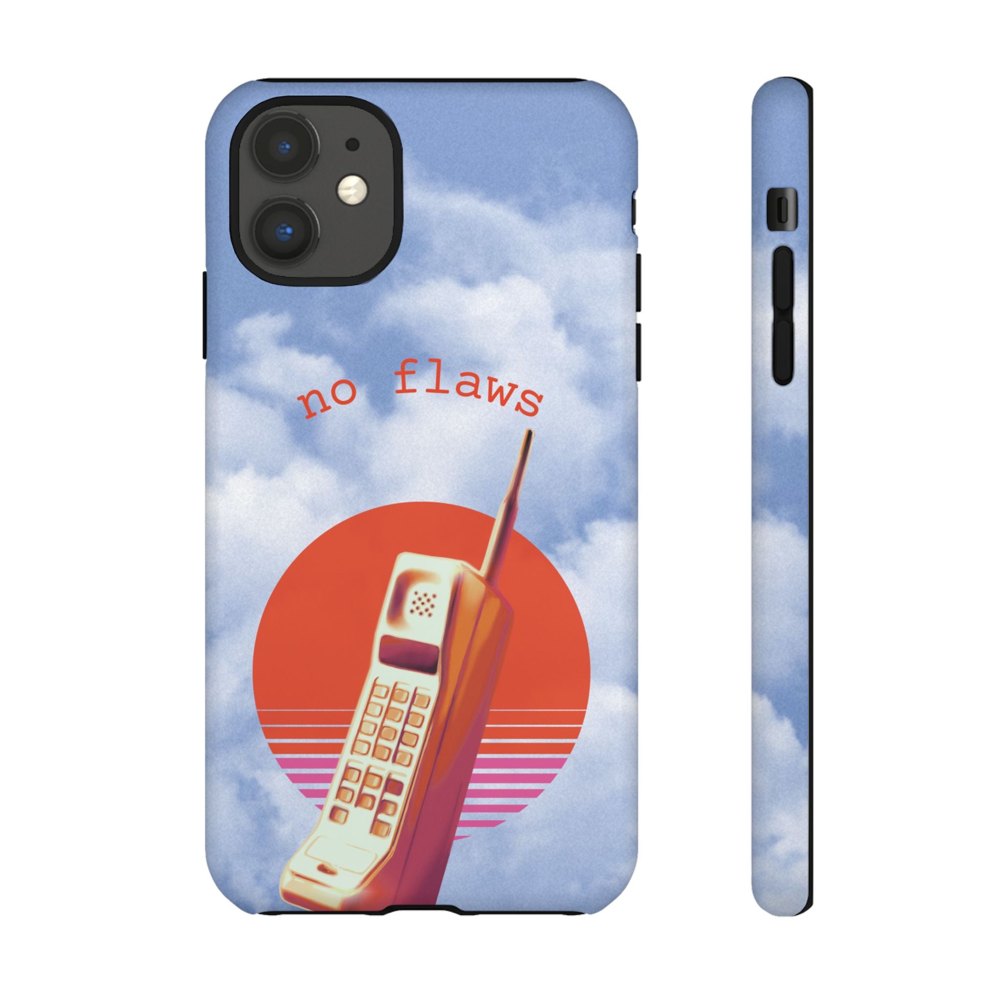 Retro “No Flaws” Phone Tough Case — Vintage 90s Aesthetic Protective Phone Case