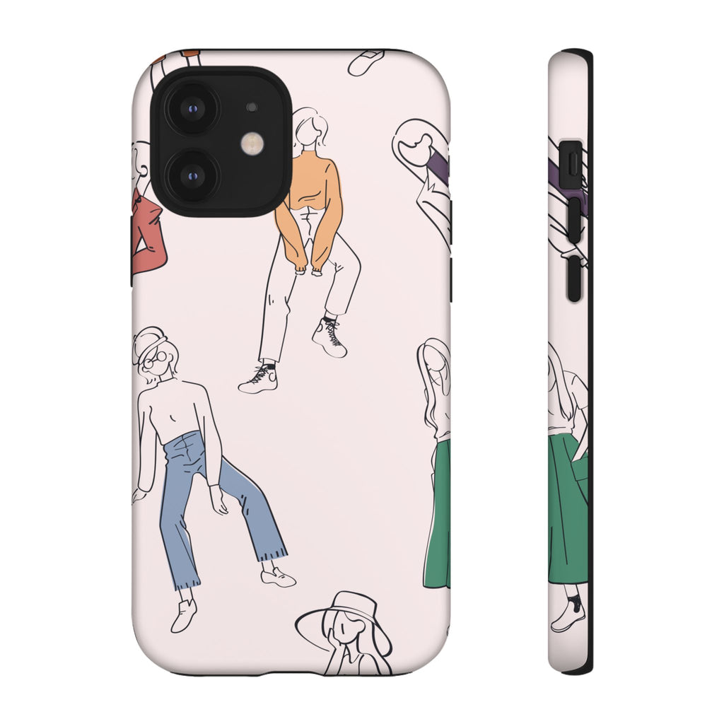Dancing Women Pattern Phone Case — Chic Pastel Protective Phone Cover