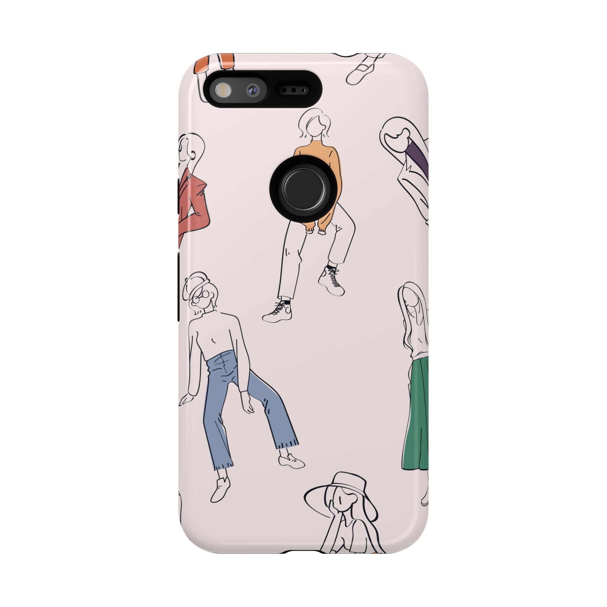 Dancing Women Pattern Phone Case — Chic Pastel Protective Phone Cover