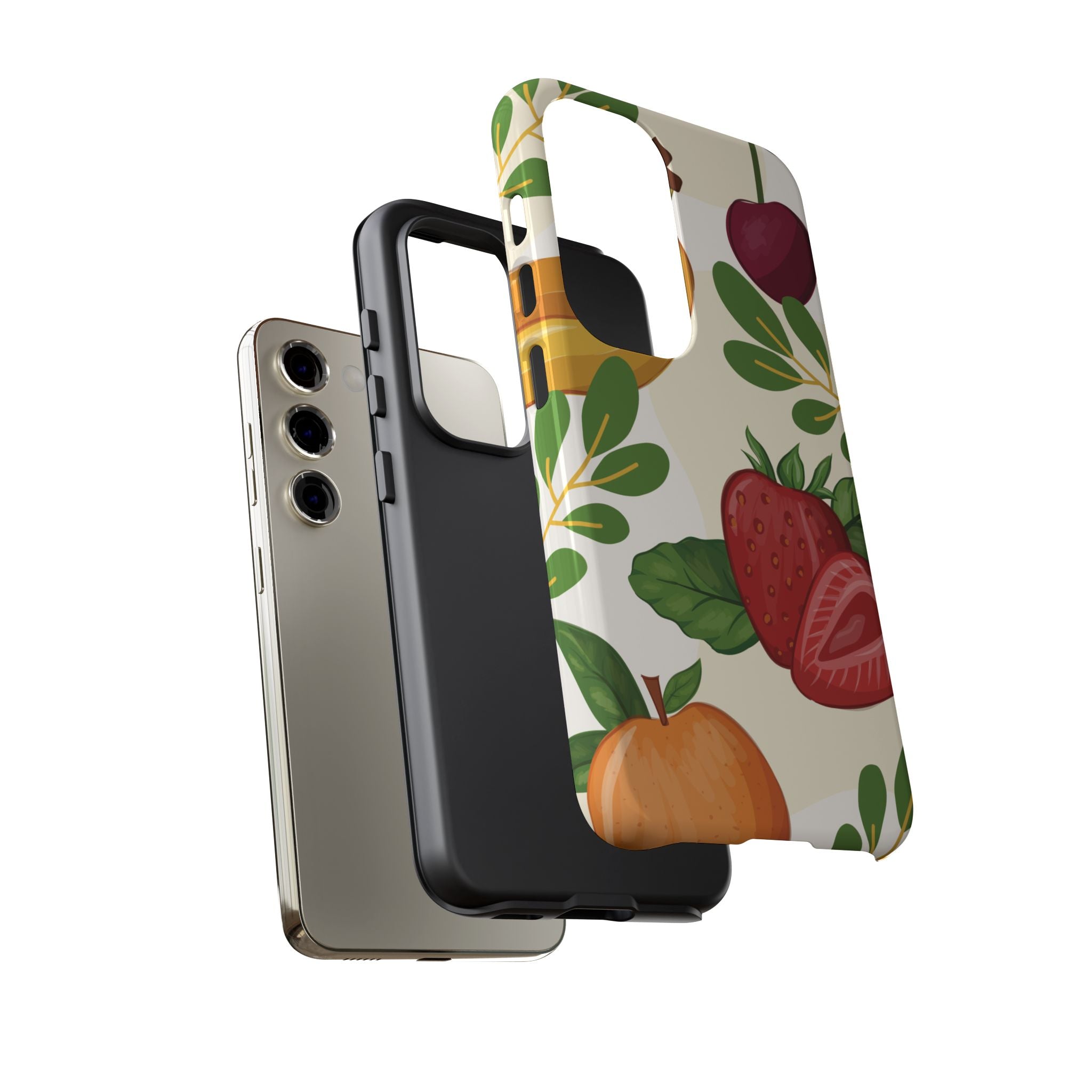 Fruit Pattern Tough Case — Floral Strawberry & Banana Phone Cover