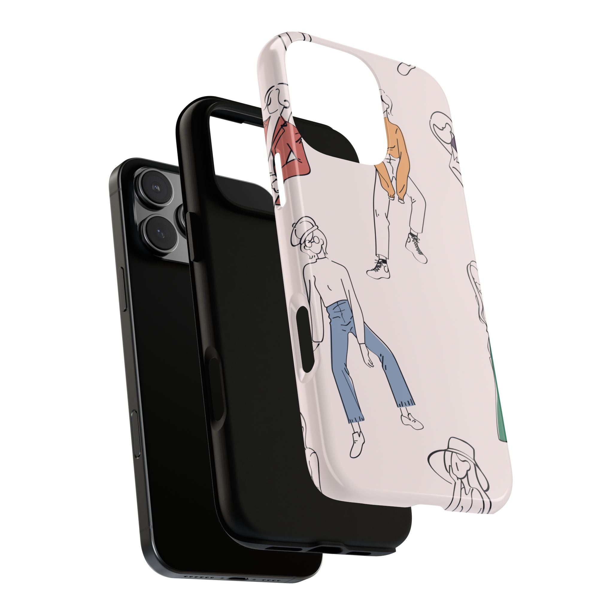 Dancing Women Pattern Phone Case — Chic Pastel Protective Phone Cover