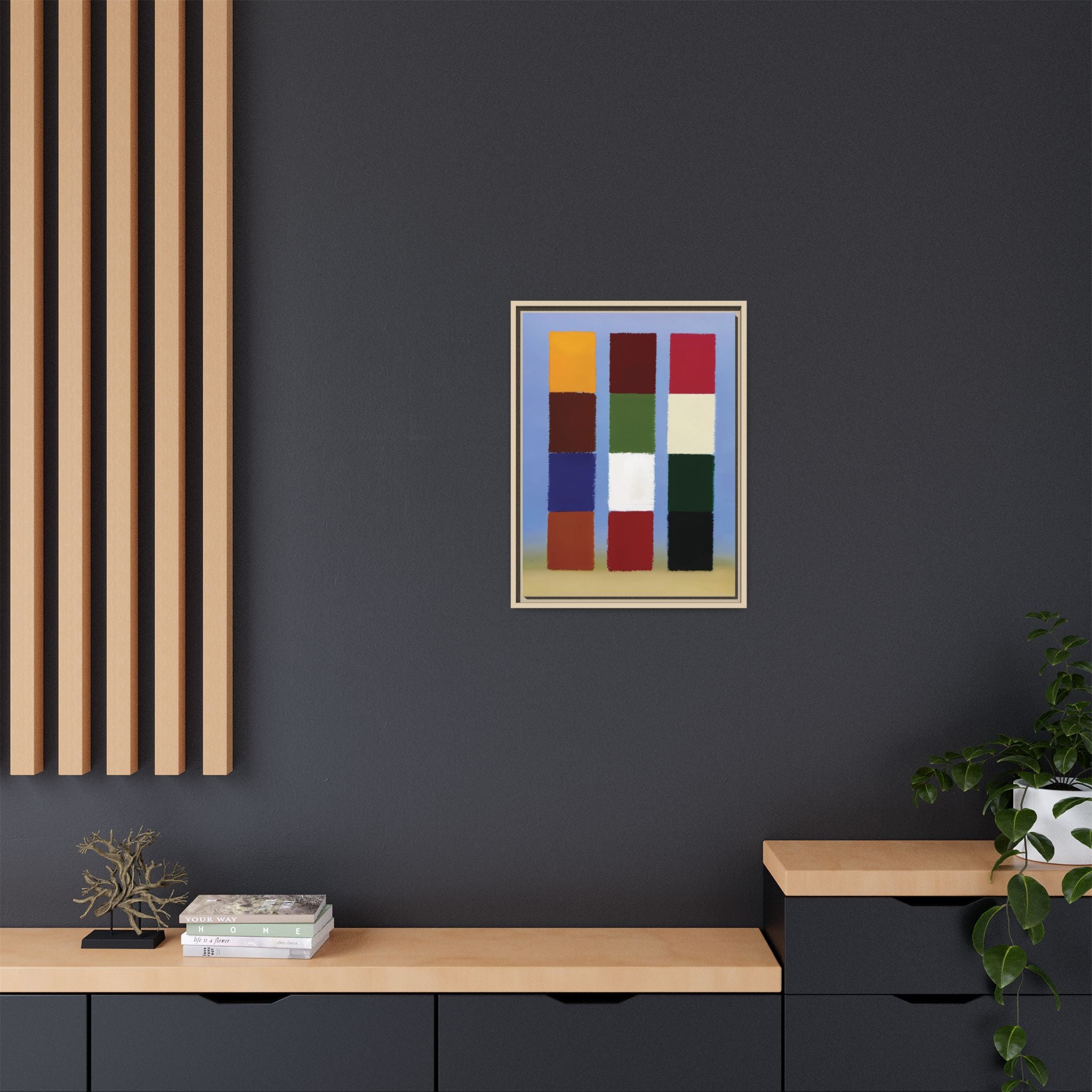 Framed Matte Canvas - Abstract Color Block Wall Art