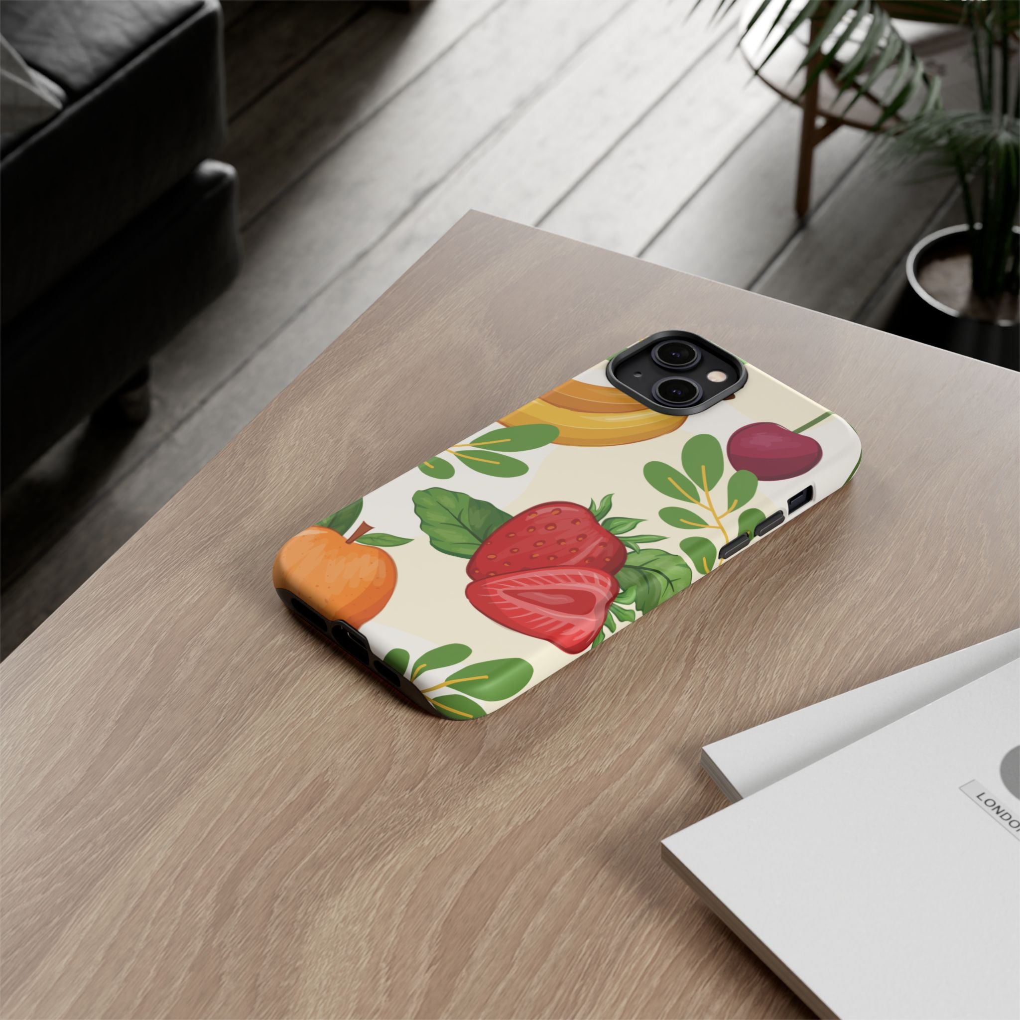 Fruit Pattern Tough Case — Floral Strawberry & Banana Phone Cover